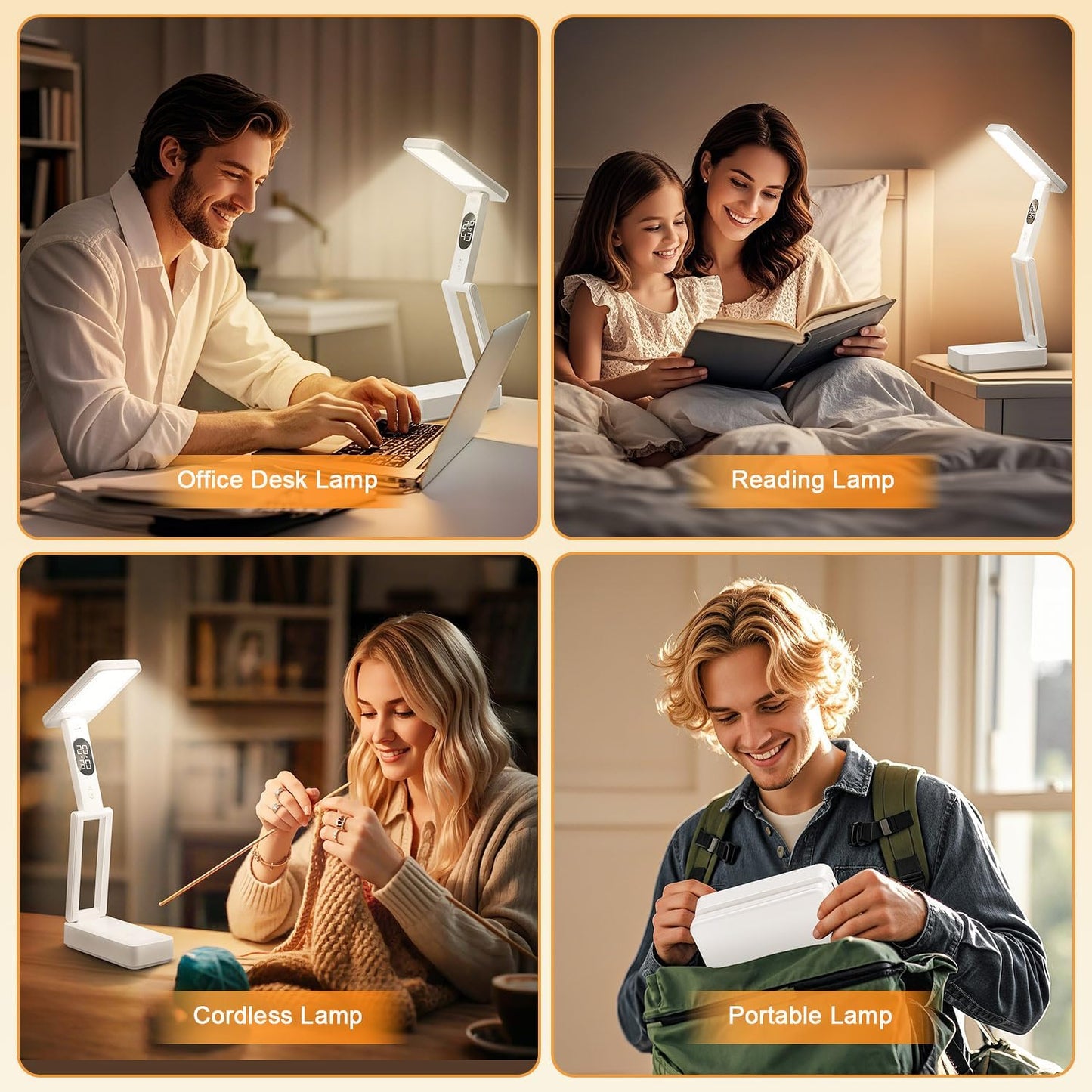 Small Desk Lamp,10000mAh Battery Operated Lamp,3 Colors+Dimmable Desk Light,LED Desk Lamp with USB Charging