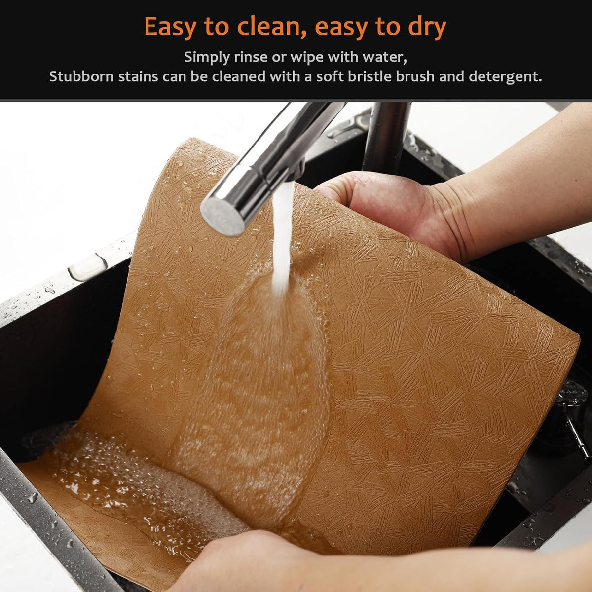 Brown Plastic Placemats Set of 12, Faux Leather Waterproof Table Mats | Brown Vinyl place mats,Wipeable and heat