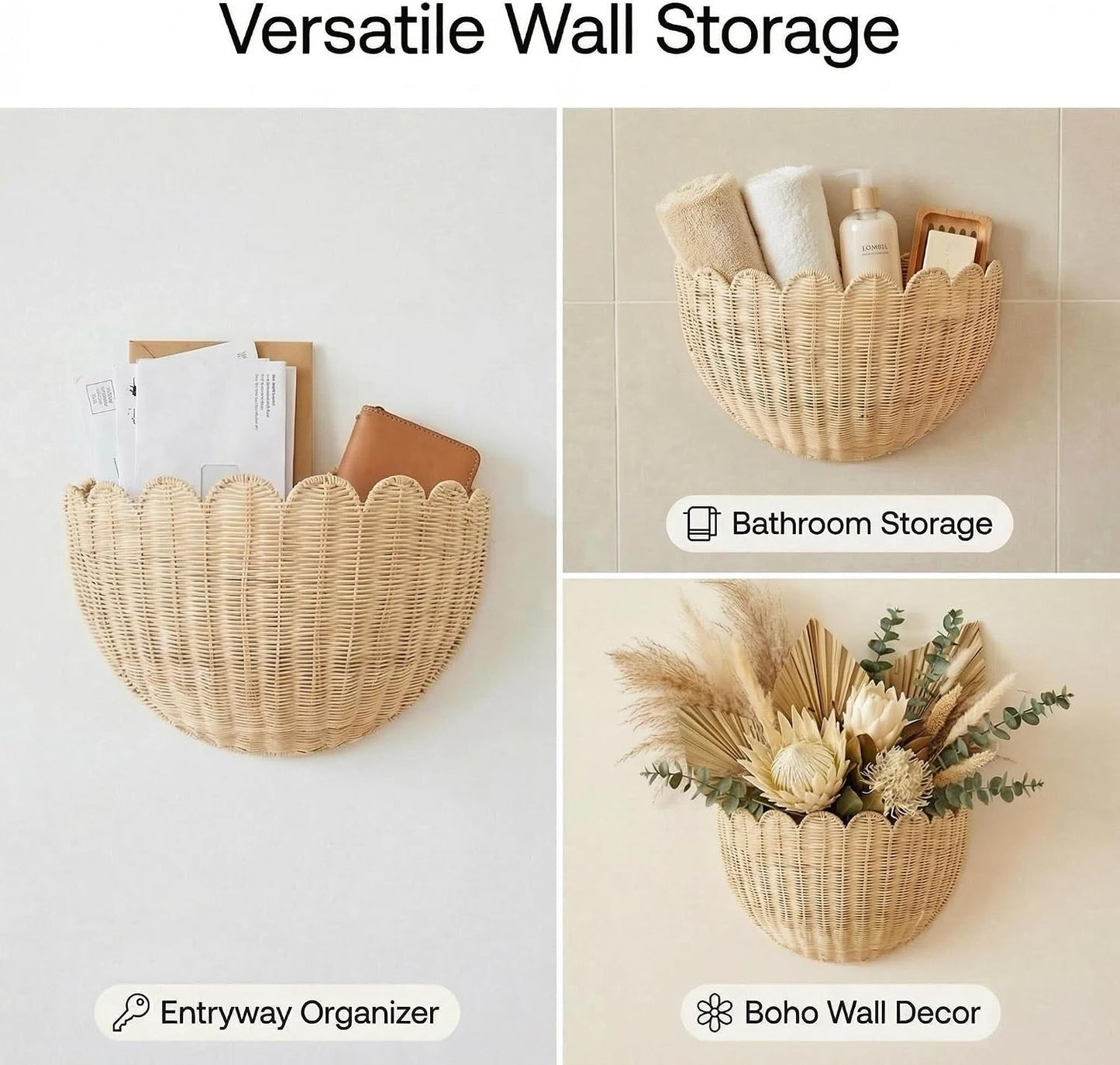 Scalloped Wall Hanging Shelves / Large+middle / Natural