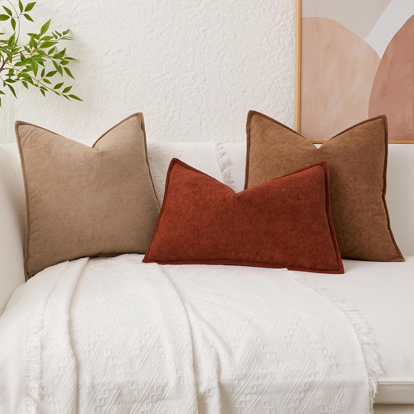 Kevin Textile Fall Waterproof Decorative Pillow Covers Soft / 18 x 18 / Burnt Brick / Set of 2