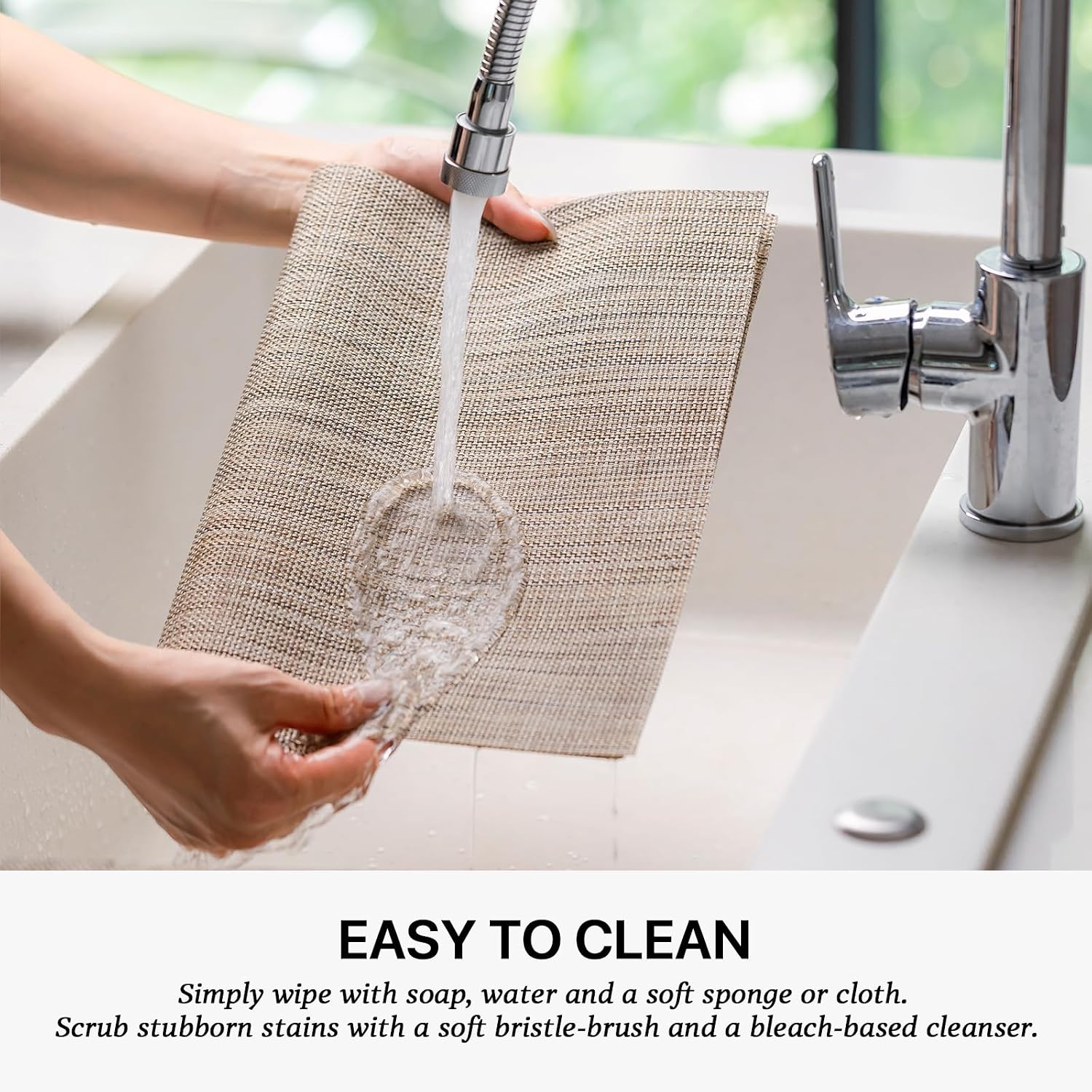 LEXMORE PlaceMats Set of 12 Vinyl/Plastic Woven Place Mats for Kitchen Table Indoor/Outdoor Washable PlaceMat Wipeable