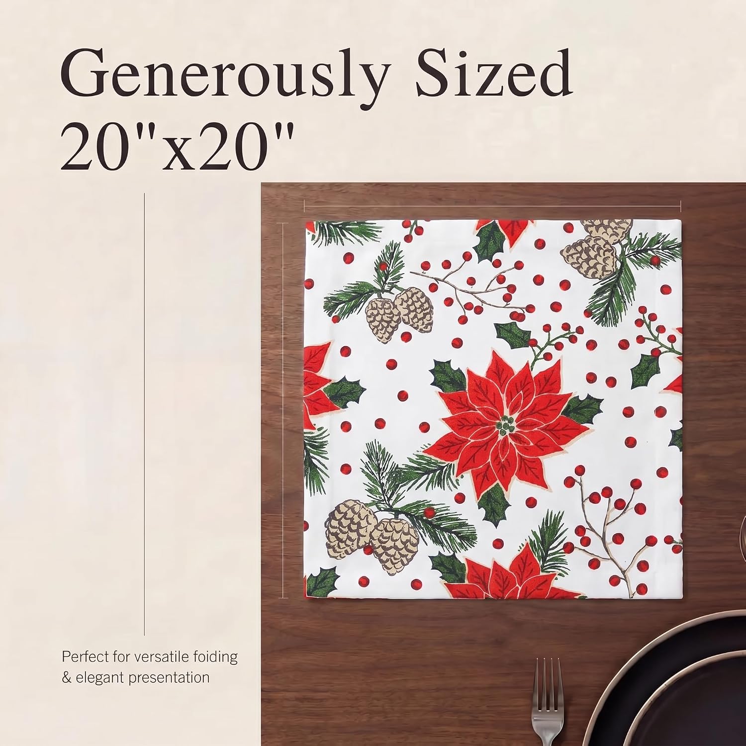 Urban Villa Cloth Napkins Cotton 20x20 (Set of 12) Pinecone
