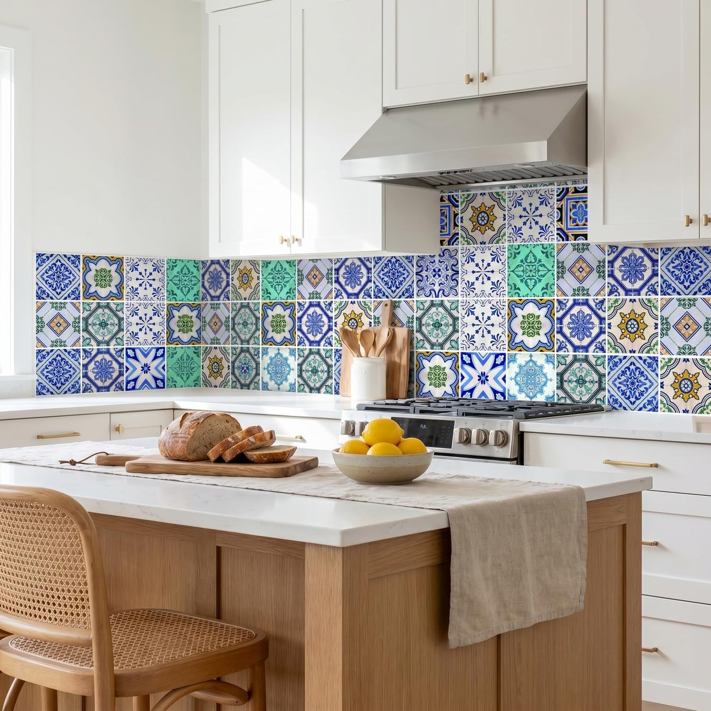 Mediterranean Tile Stickers Peel and Stick / 4 x 4 / Blue / Set of 30