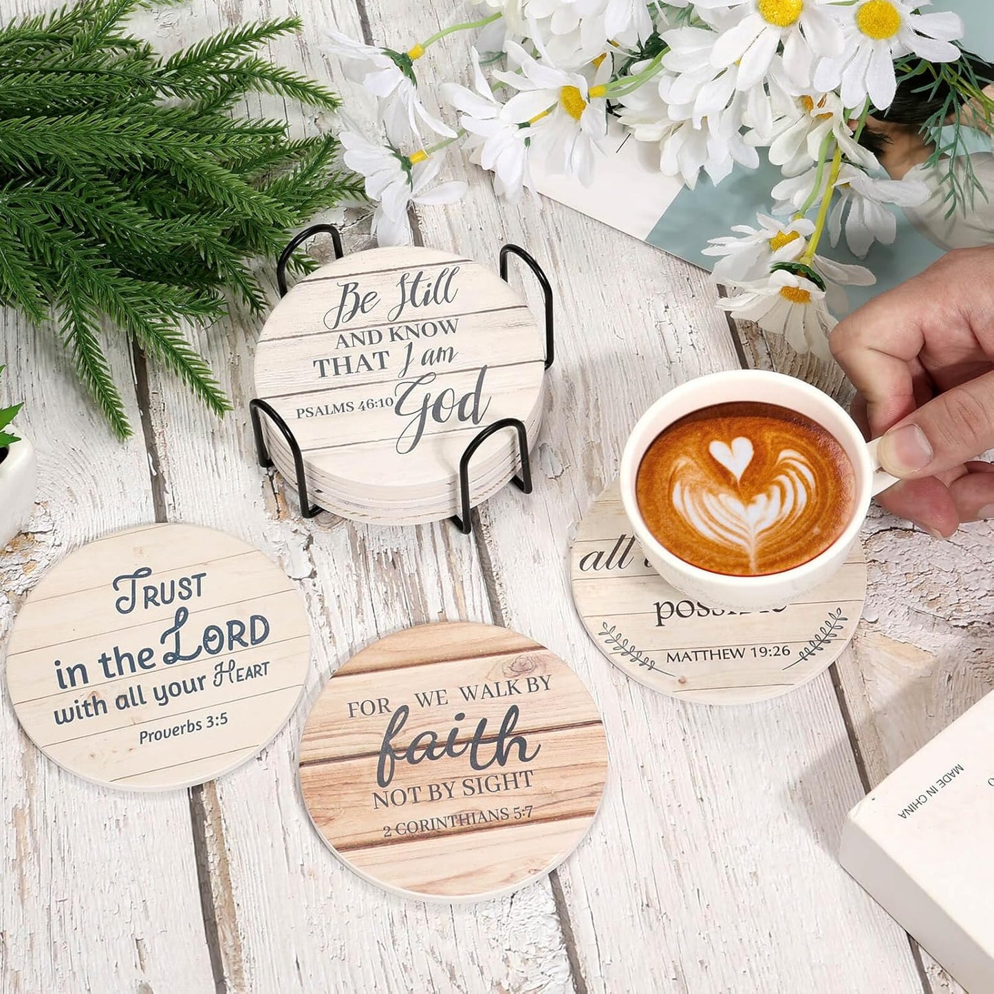 Holder / Absorbent Drink Coasters / Set of 8