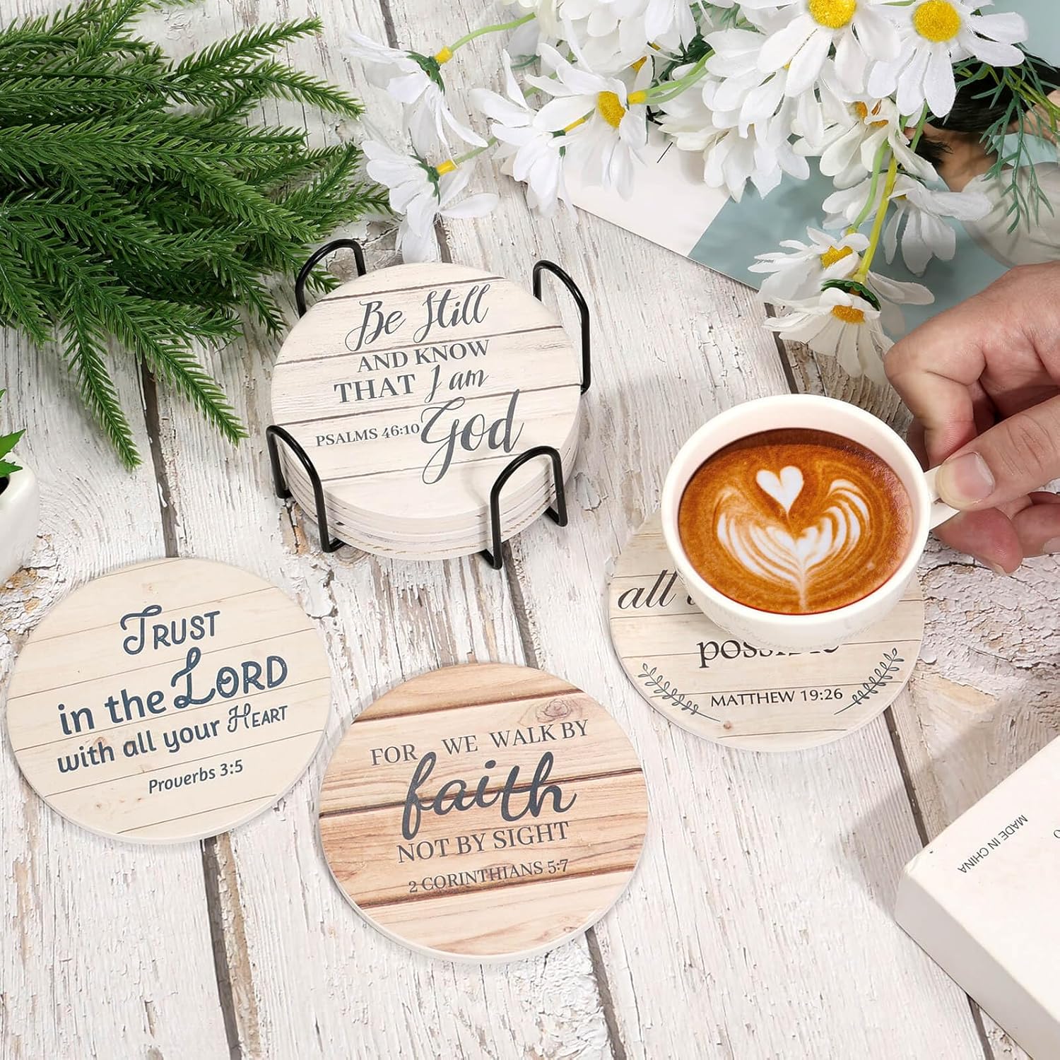 Holder / Absorbent Drink Coasters / Set of 8