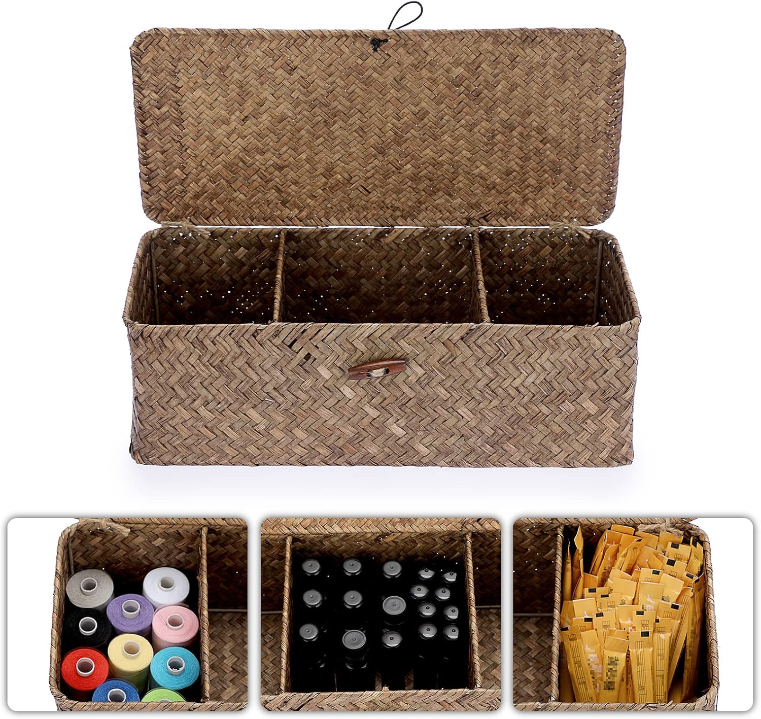 Lid Toilet Tank Basket Holder Handwoven Wicker Basket Home Organizer Bin