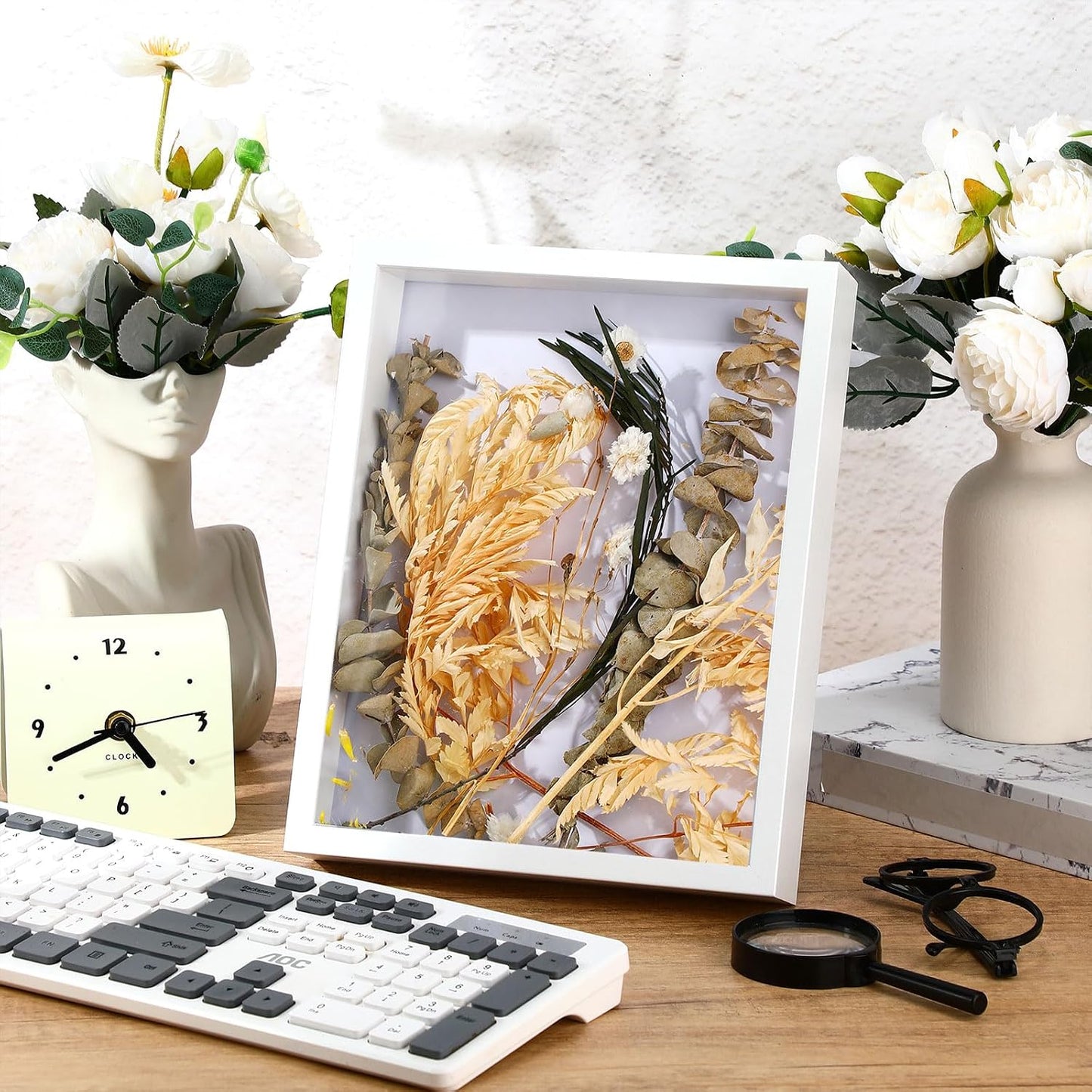 6 Pieces Shadow Box Picture Frame, White, 8 X 10 Inch | Deep Display Case for Graduation Medals Wedding Crafts Pins