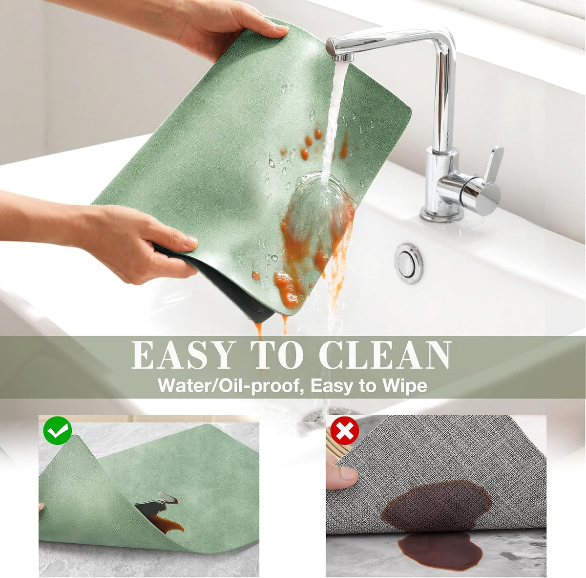 Roxifina Faux Leather Placemats Set of 8 - Vinyl Placemats Wipeable Waterproof Oil-Proof PU Place Mats Heat Resistant