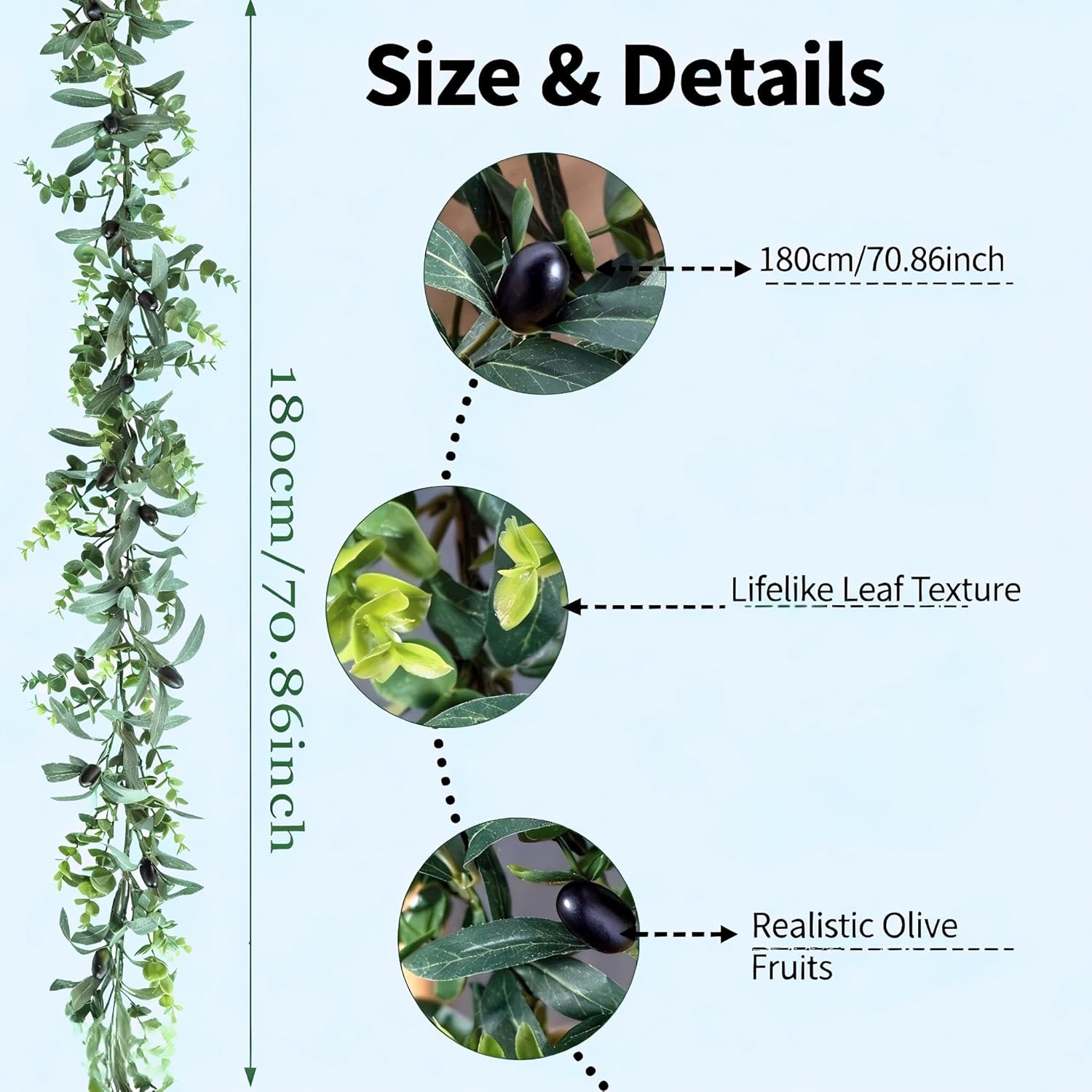 Faux Olive Branches / Eucalyptus Olive Vine / 12 Inch