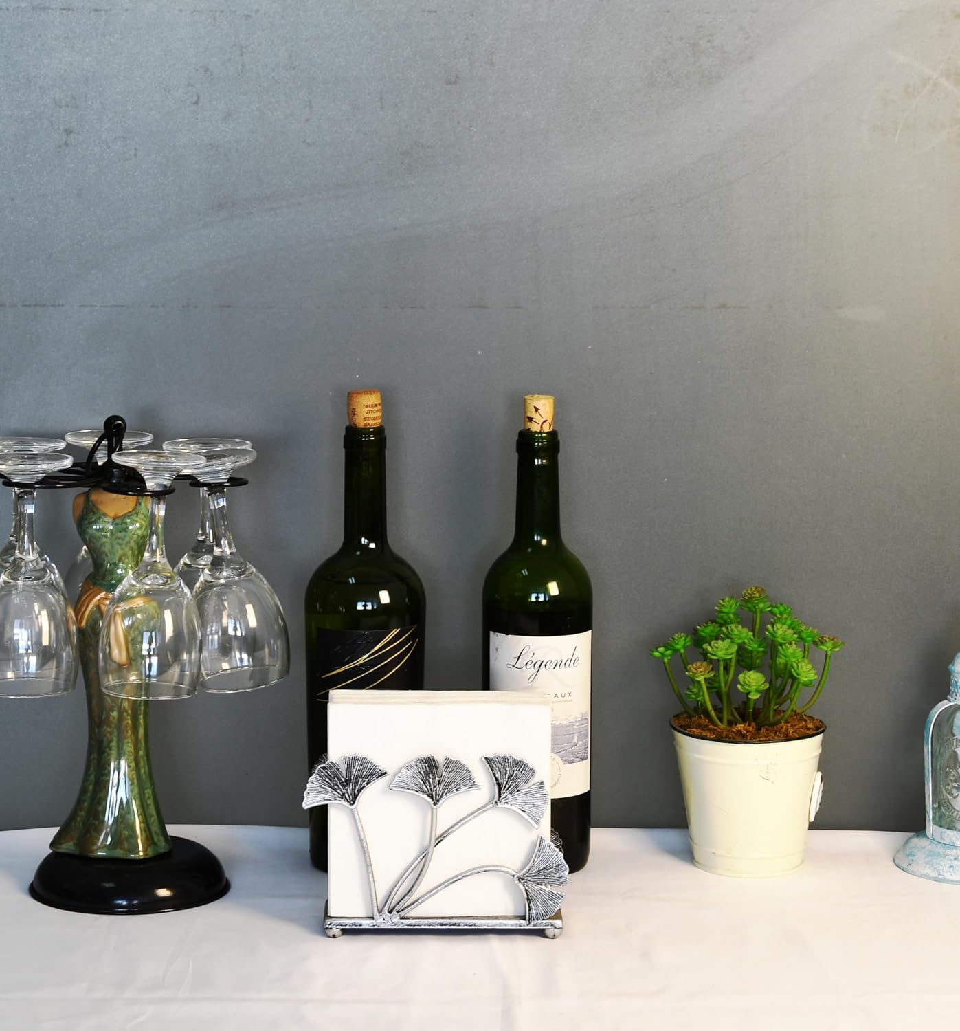 Modern Ginkgo Leaves Design Napkin Holder / Silver