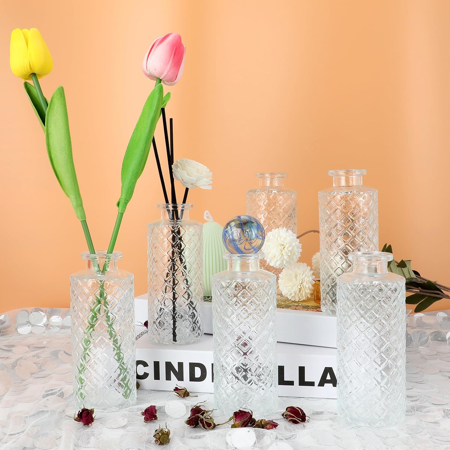Bud Vase / Flower Bottle / White / Small Vase / Set of 6