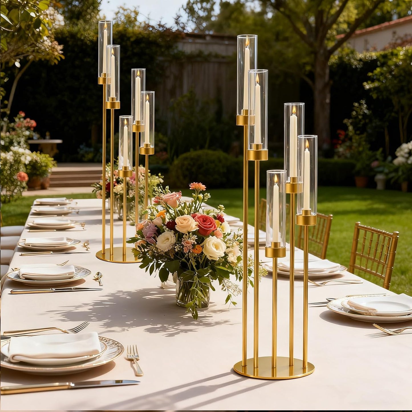 42.5in Gold Candelabra Centerpieces for Tables Candlestick Holders Decor Wedding Centerpiece Table Decorations 5 arm