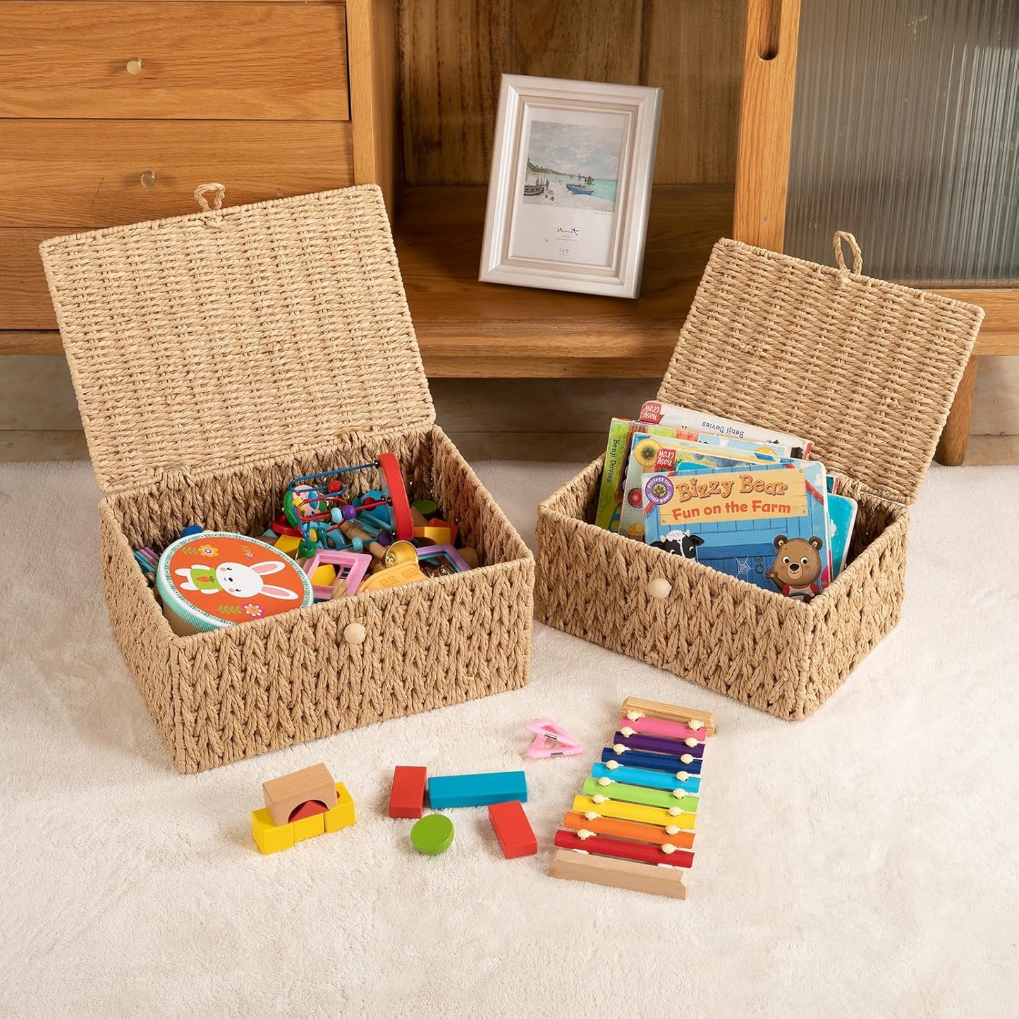 Wicker Storage Basket / Natural / Set of 2