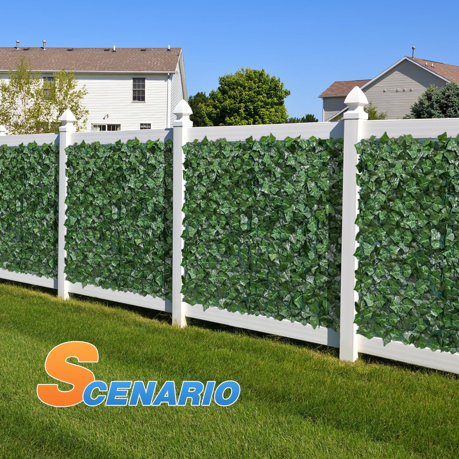 Artificial Leaf Fence Cover for Balcony Outdoor Decor / 39 x 117 / Light Green / Set of 3
