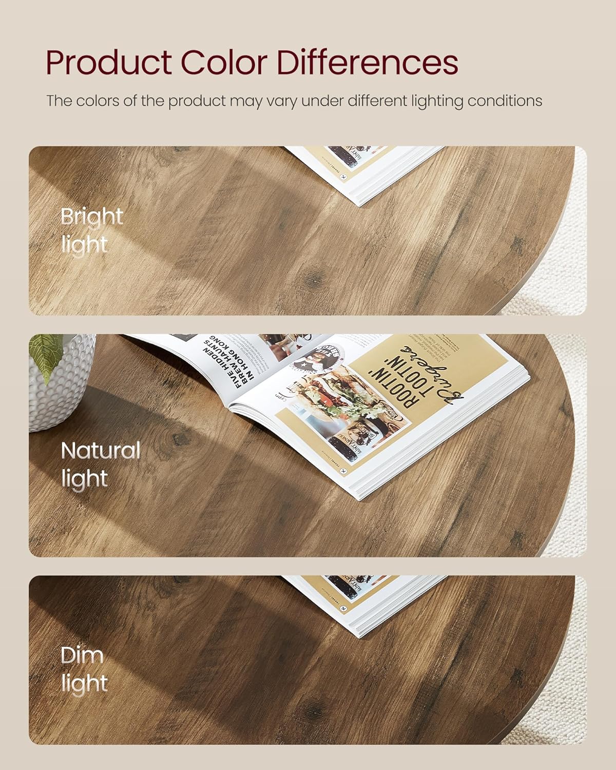 Round Coffee Table / Honey Brown