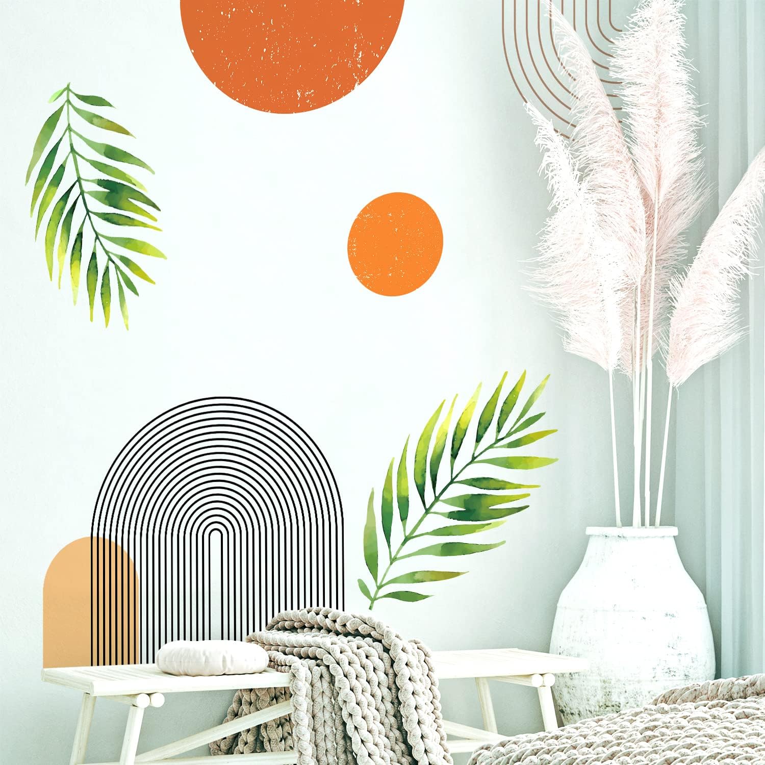 Boho Mid-Century Modern Wall Decals Peel and Stick / Boho / Extra Large