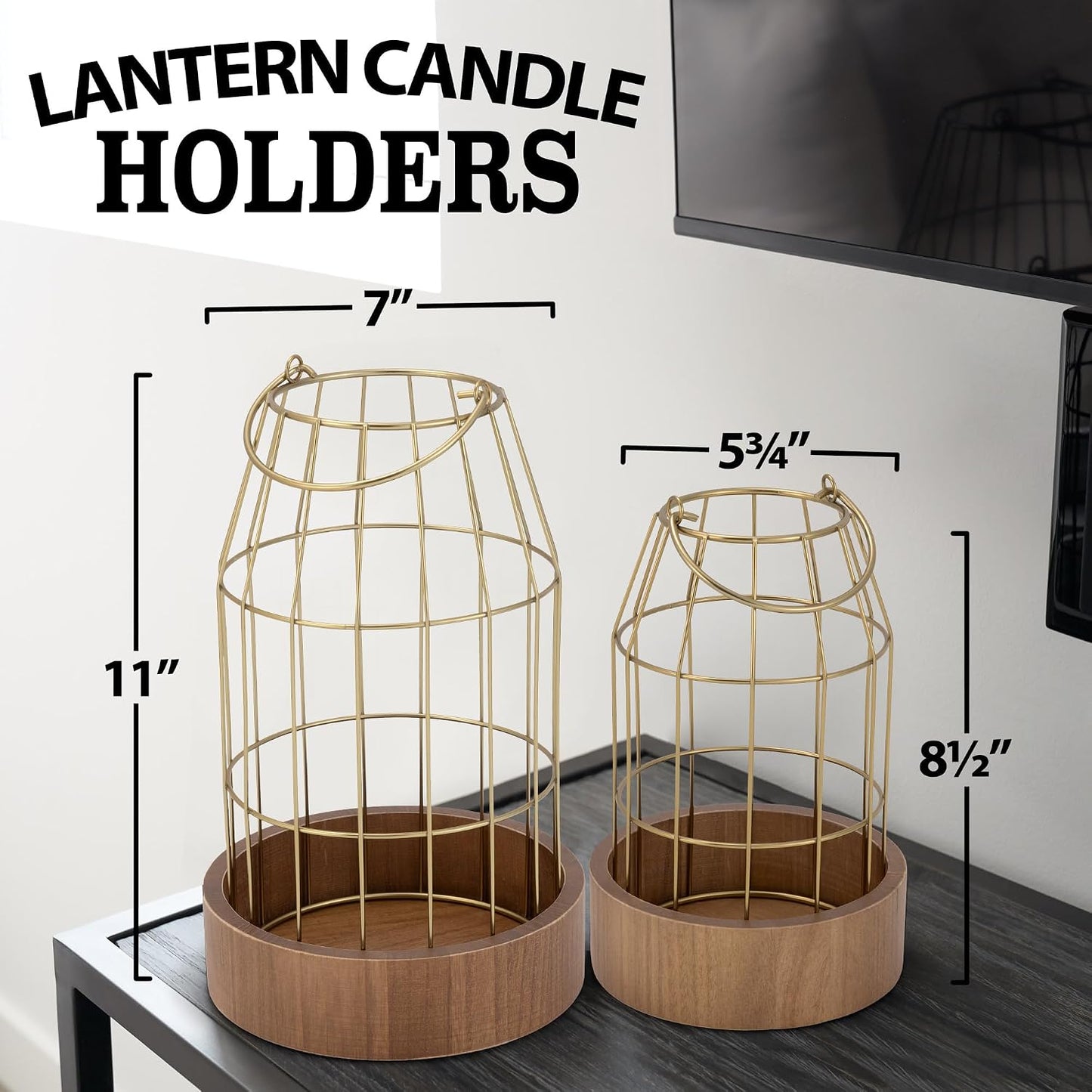 Rustic Farmhouse Lantern Decor Set of 2 - Stylish Decorative Lanterns | Modern Indoor/outdoor Coffee Table Decor for