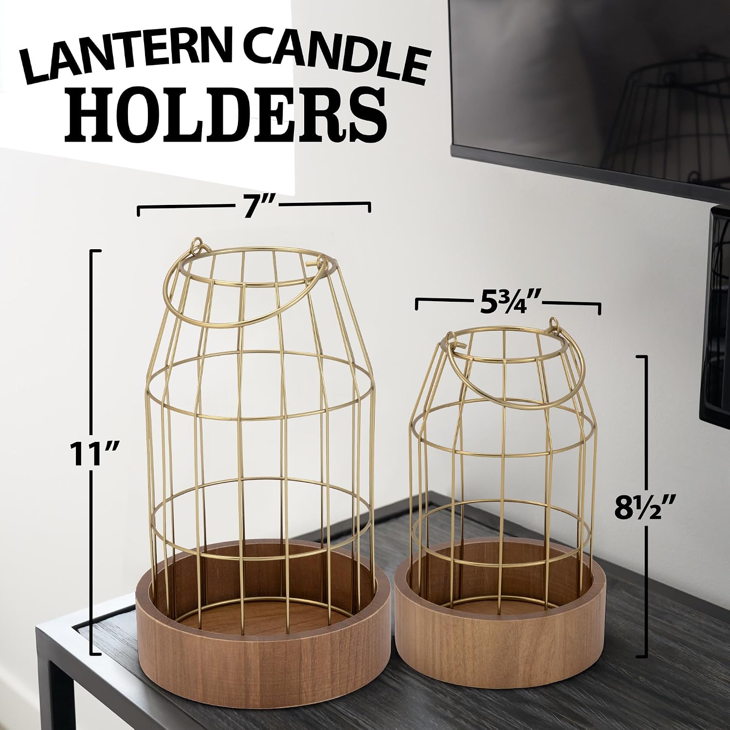 Rustic Farmhouse Lantern Decor Set of 2 - Stylish Decorative Lanterns | Modern Indoor/outdoor Coffee Table Decor for