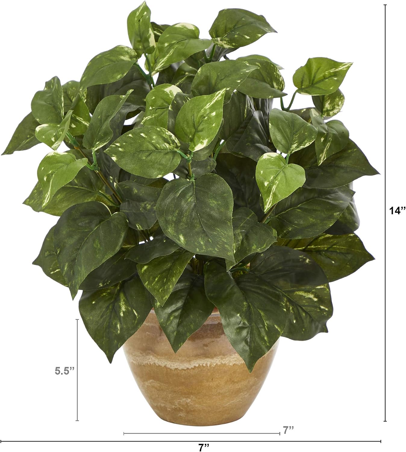 . Pothos Artificial Plant in Ceramic Planter / 14 Inch