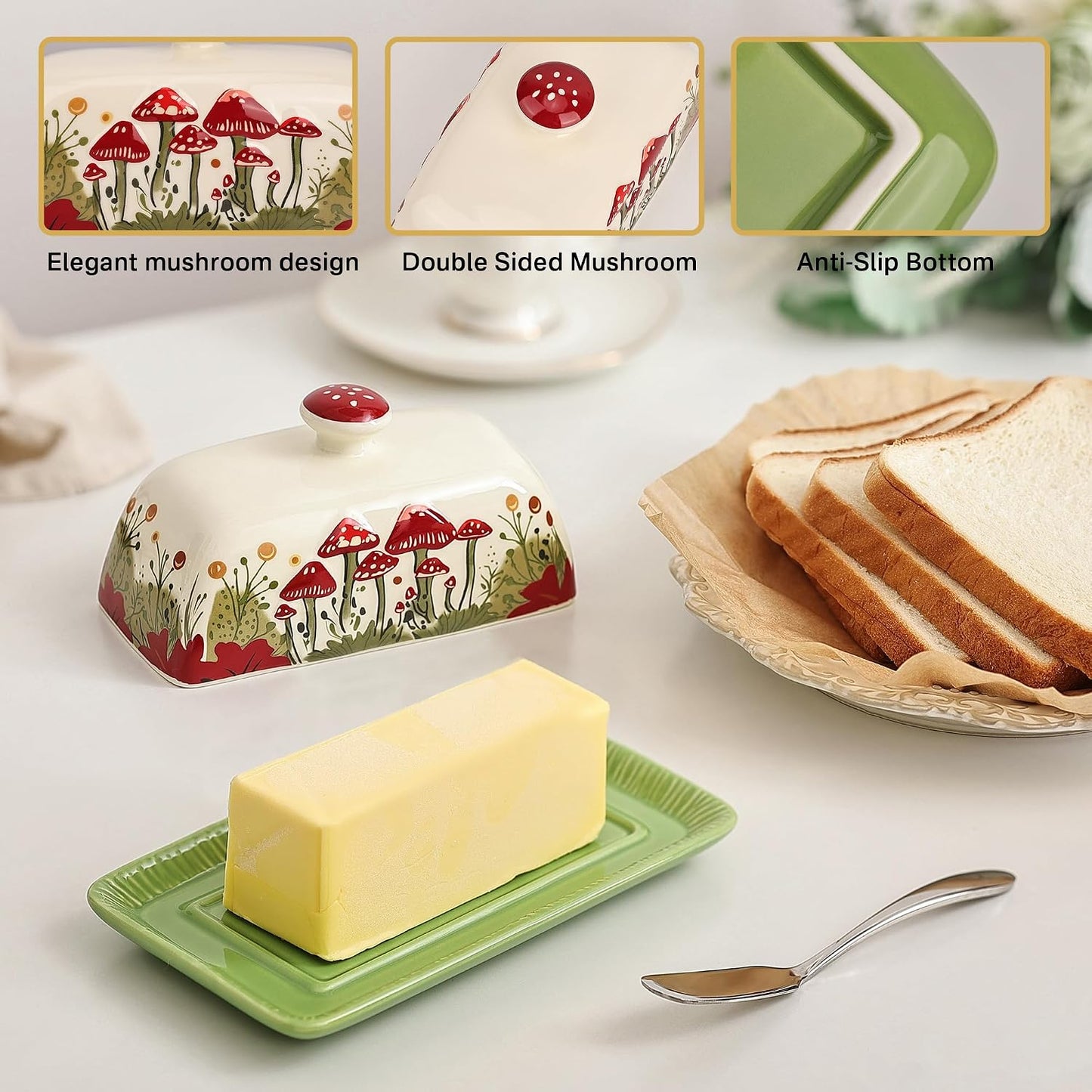Vintage French Covered Tray / ['white', 'red', 'green'] / Standard