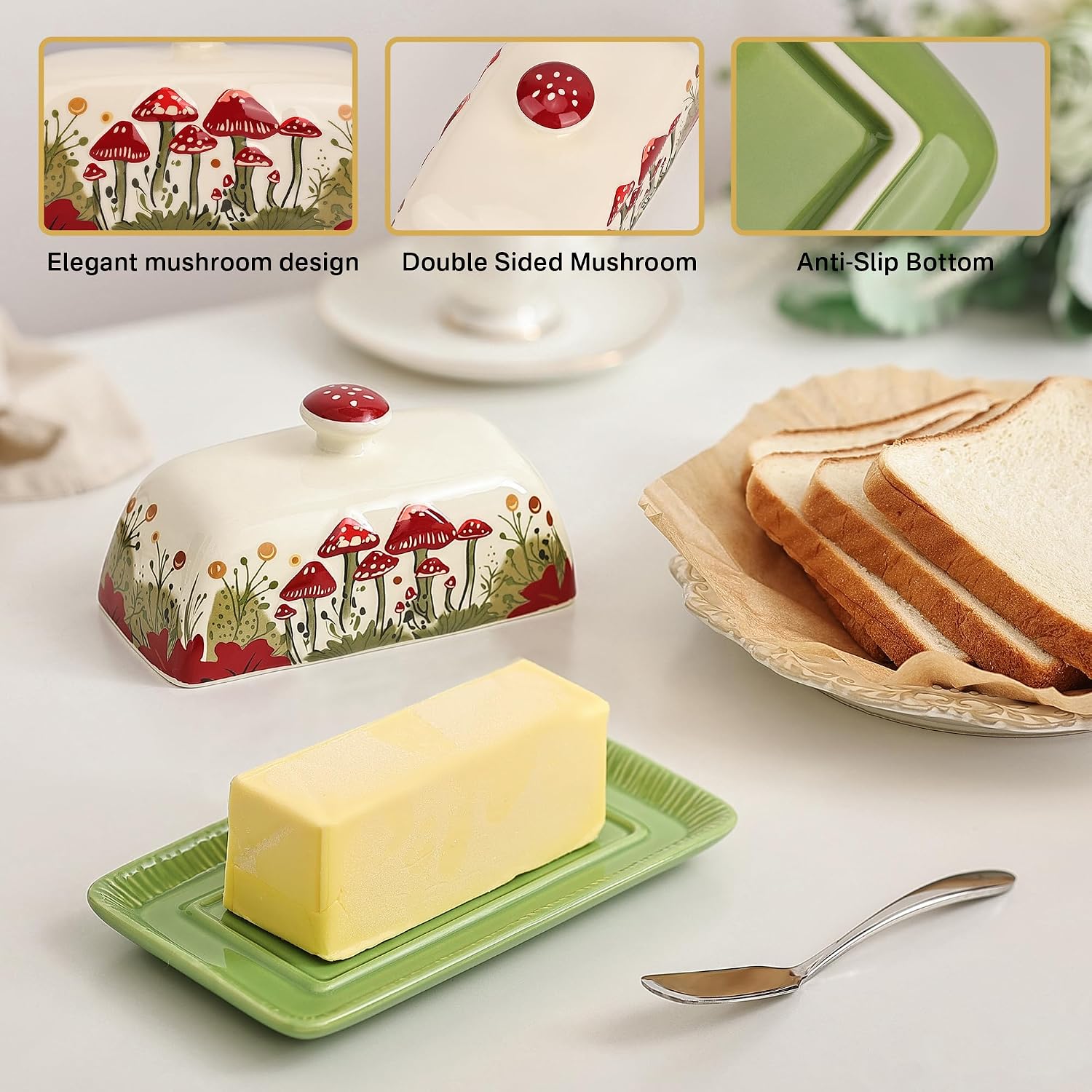 Vintage French Covered Tray / ['white', 'red', 'green'] / Standard