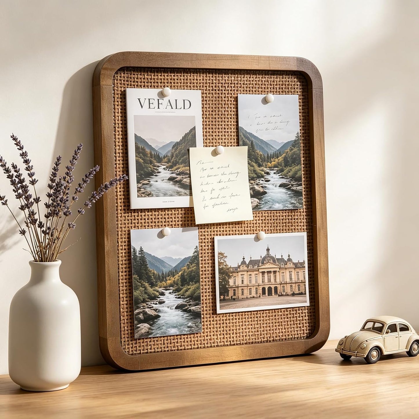 Wooden Frame / Boho Bulletin Board / 13 x 17