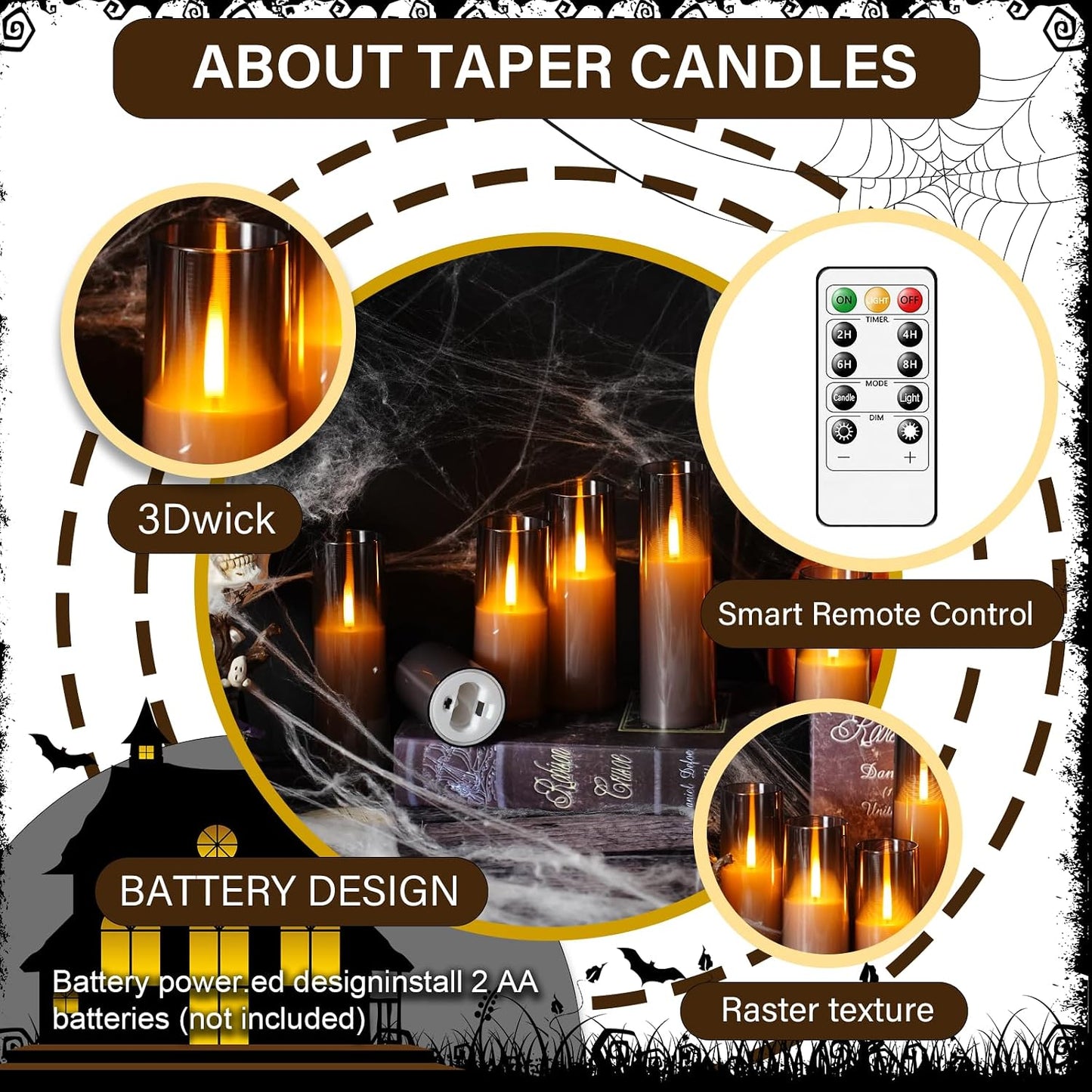 kakoya Flameless LED Candles Upgraded Realistic Flickering Flame,7Pcs Battery Operated Candles with Remote Timers,LED