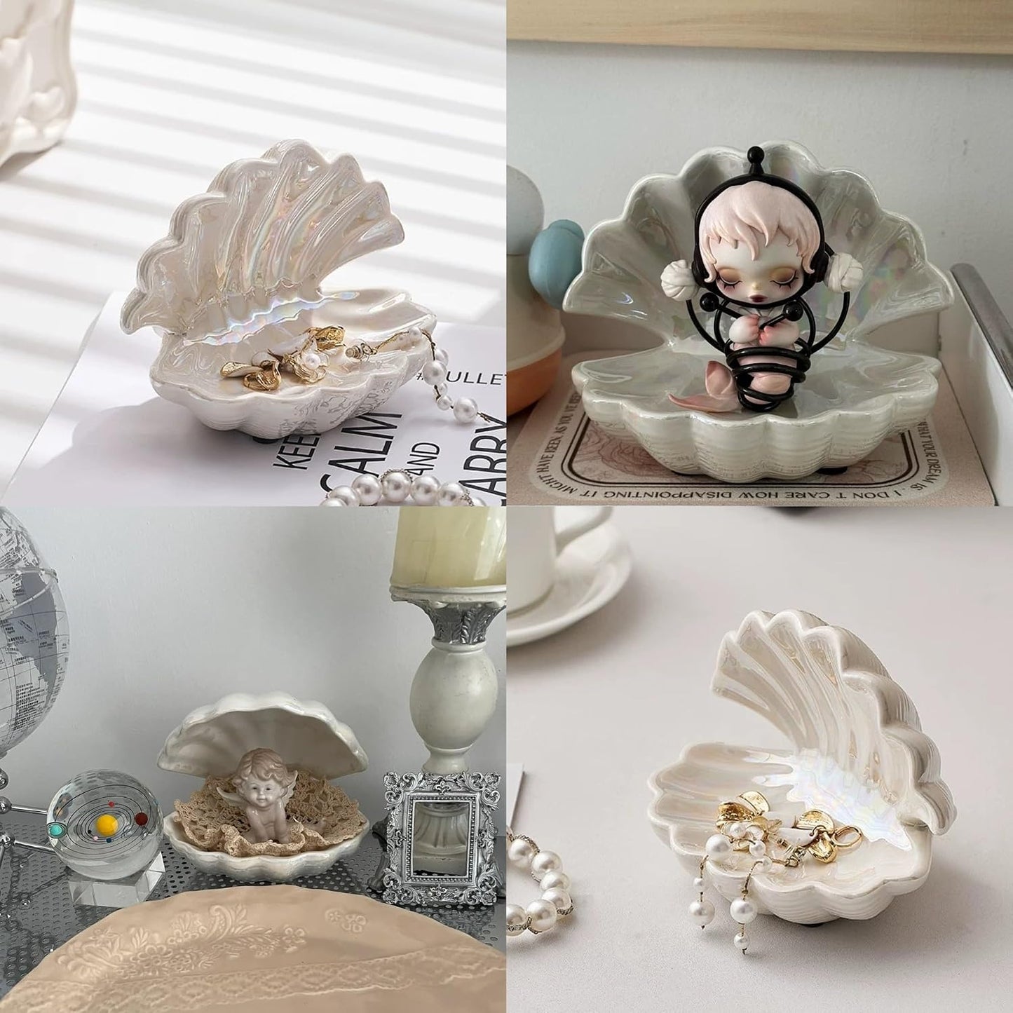 Shell Trinket Dish Ceramic Conch Ring Holder Jewelry Tray Decorative Jewelry Plate Jewelry / Shell A