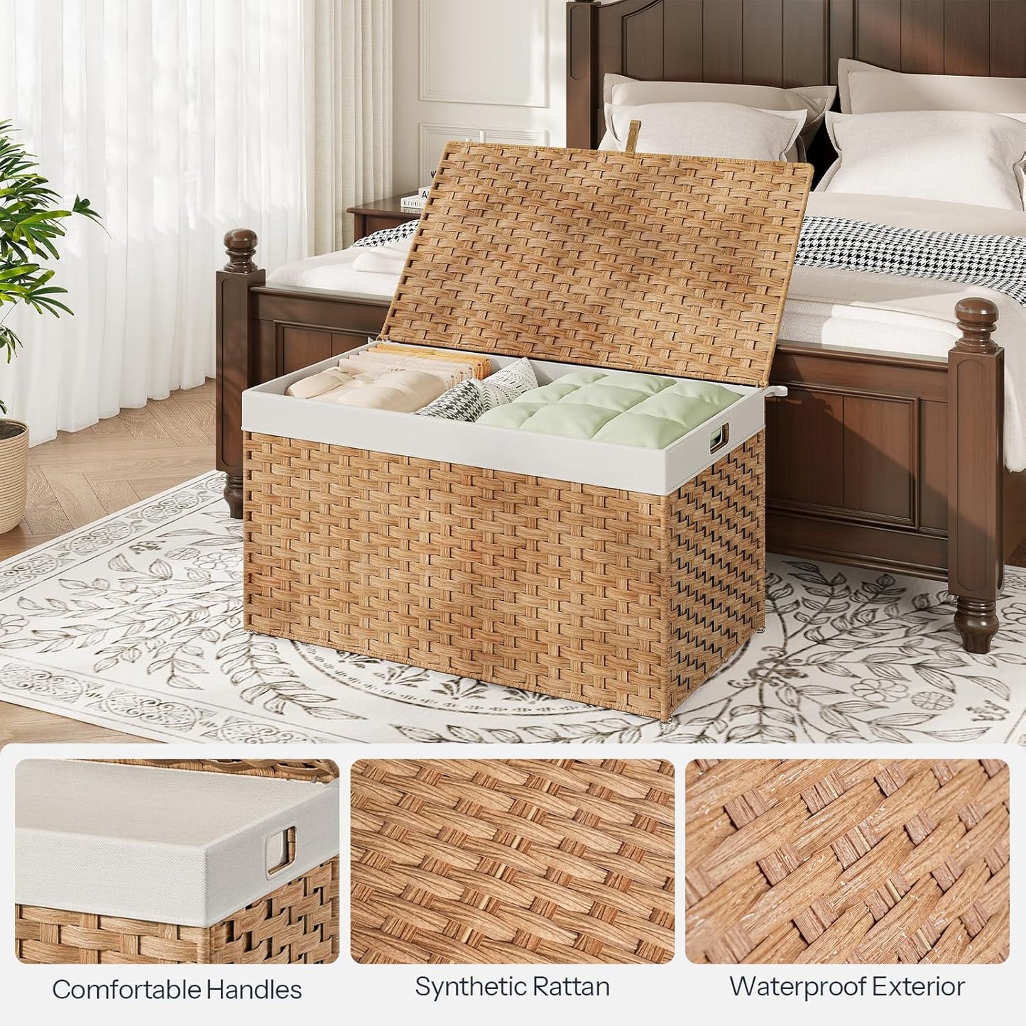 42.3 Gallon Wicker Basket / Natural / 29.9"L x 17.7"W x 18.1"H