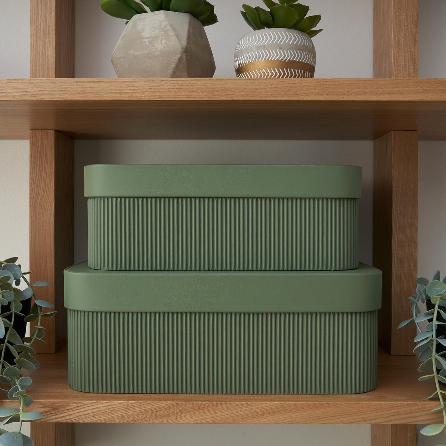 Decorative Storage Boxes / Sage / Set of 2