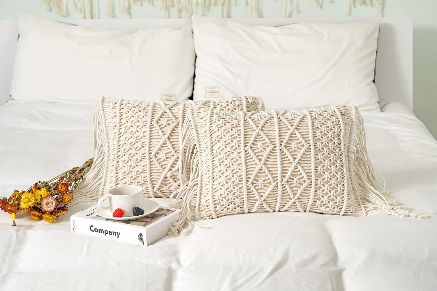 Macrame Lumbar Pillow Cover / B / Set of 2