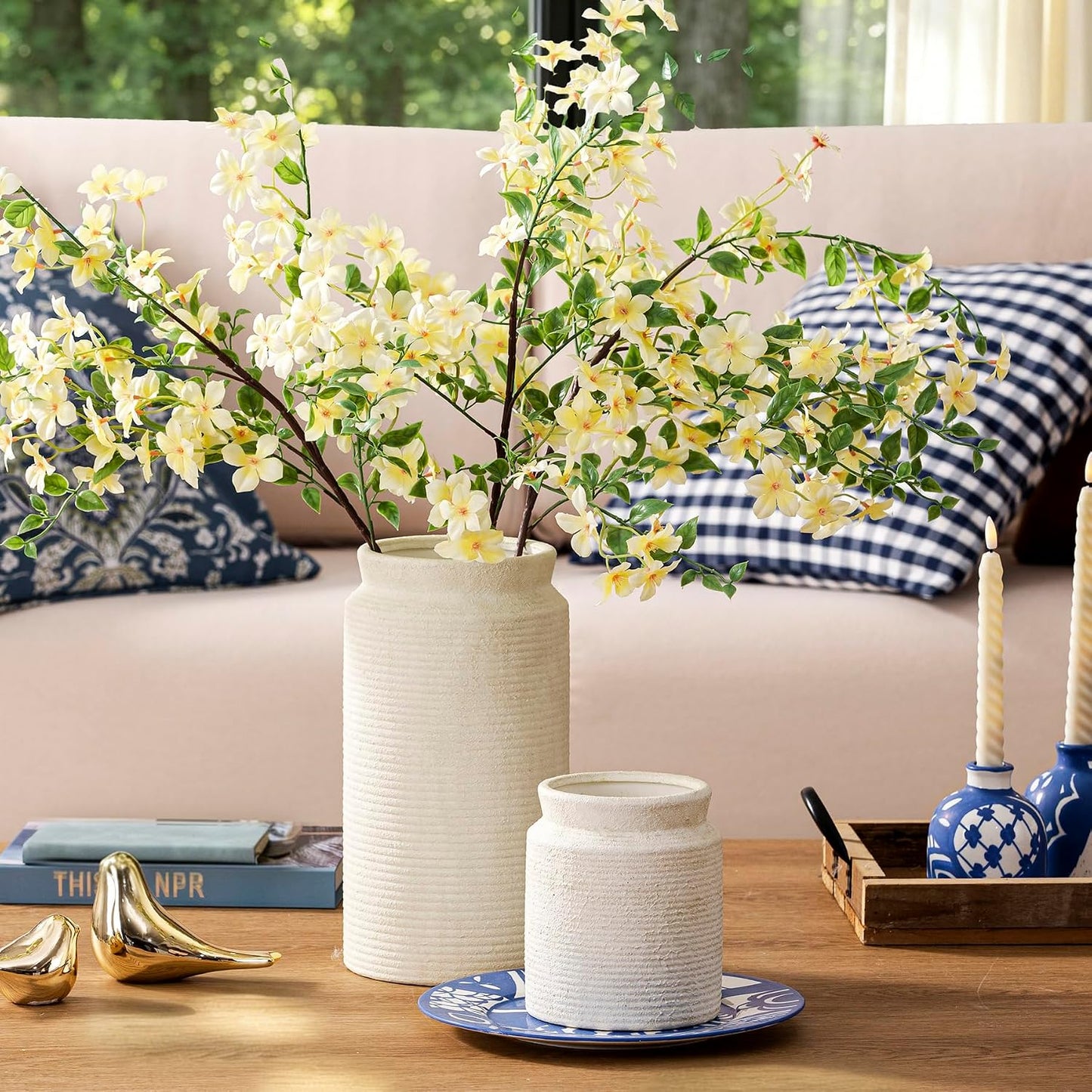 Ceramic Flower Vase Farmhouse Rustic Vase / 01-l-off White / 12 Inch