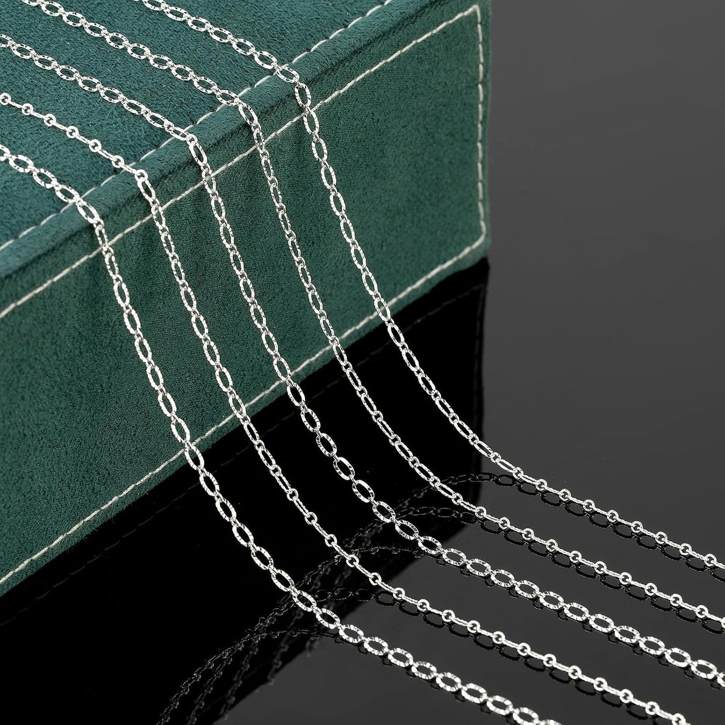 Silver Jewelry Chain for Jewelry Making Silver Plated Brass Chain Roll Women / Silver Embossed Oval