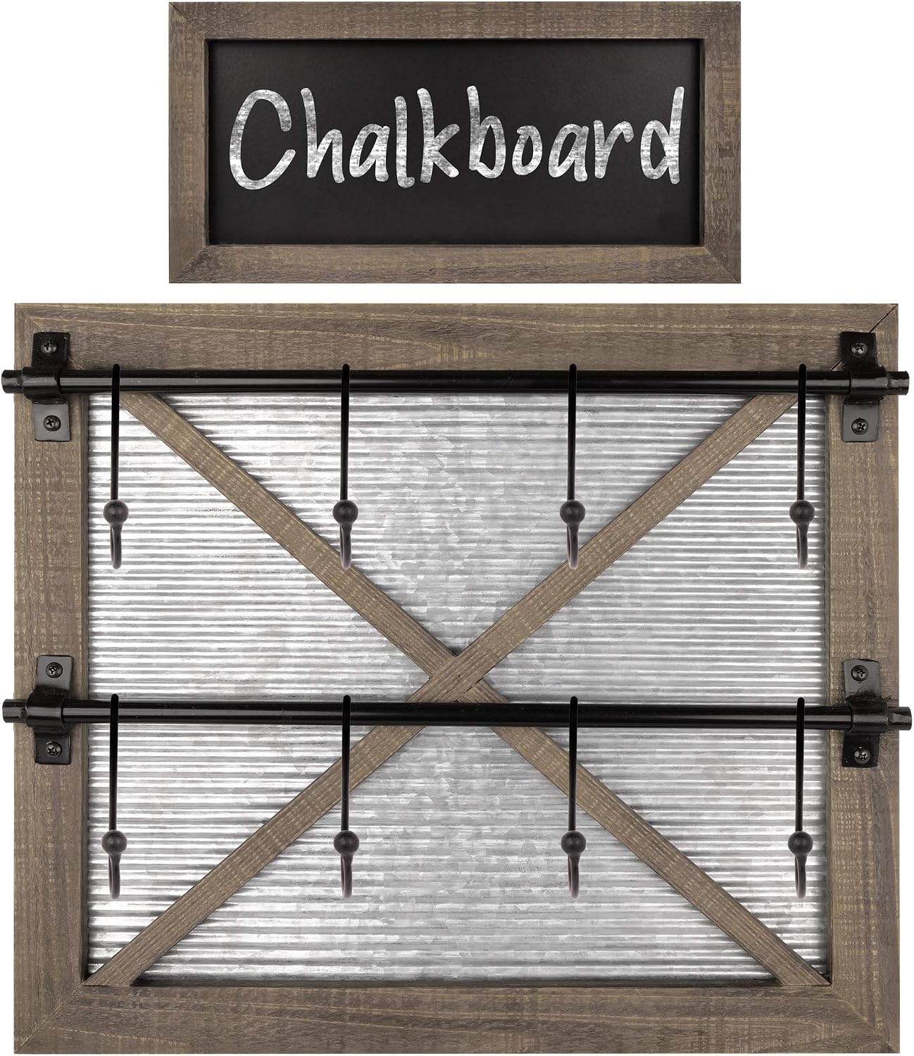 Autumn Alley Rustic Farmhouse Mug Rack Wall Mounted with Blackboard for Coffee Sign Decor - Galvanized Farmhouse