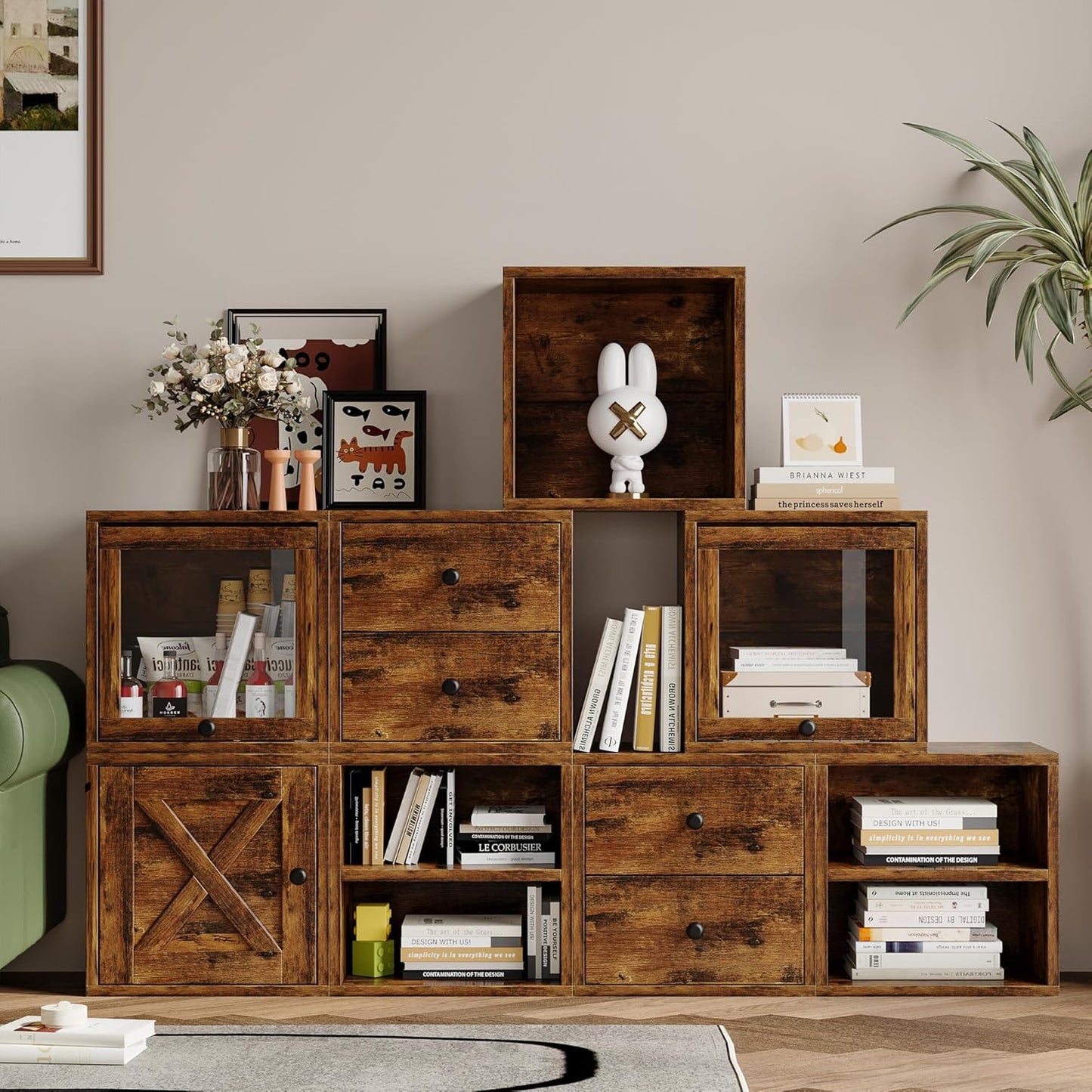 Magic DIY Cube Storage Organizer Stackable Cubes / Antique Brown / General Cube