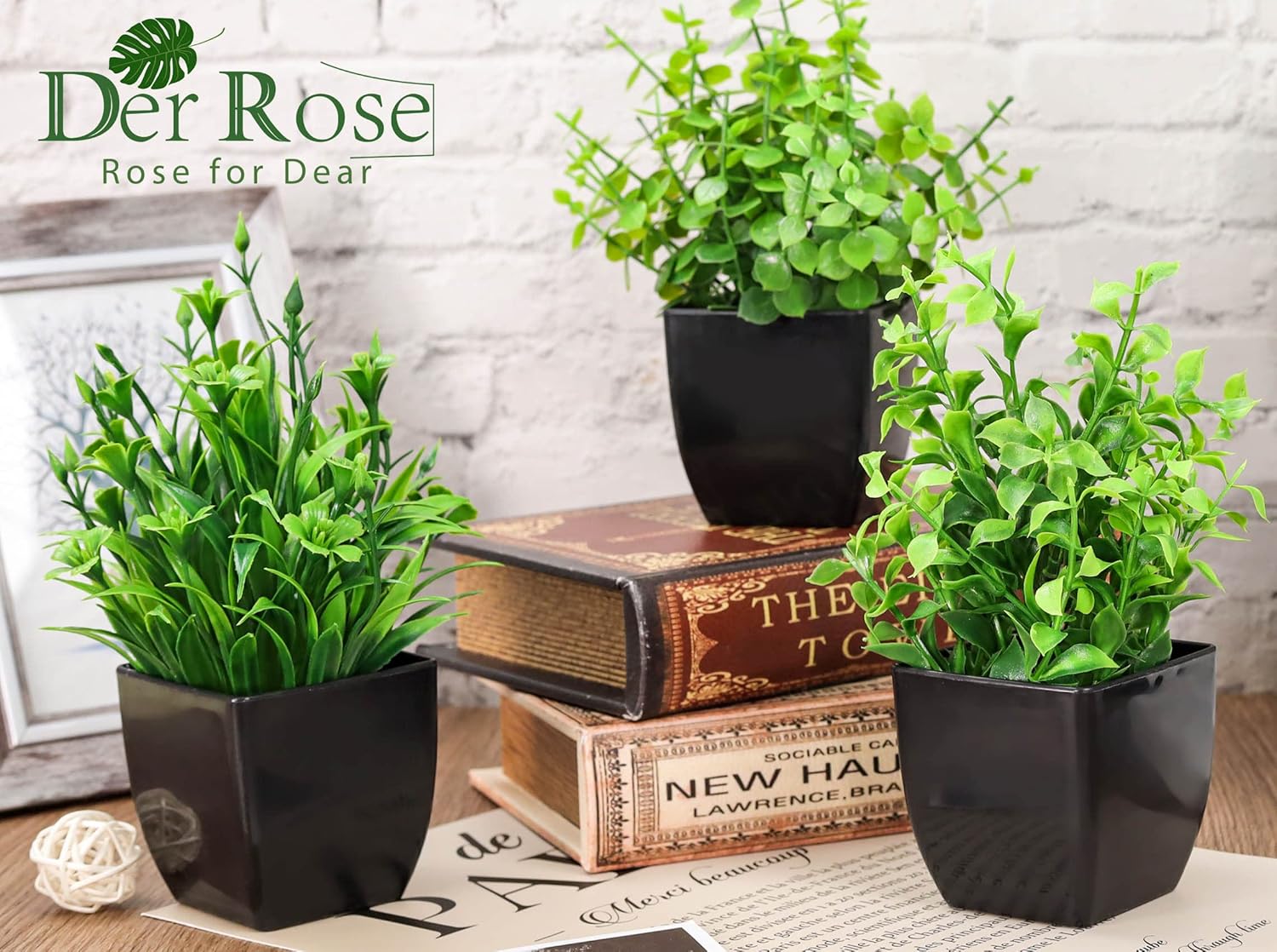 Fake Plants Mini Artificial Plants / Green / Set of 6