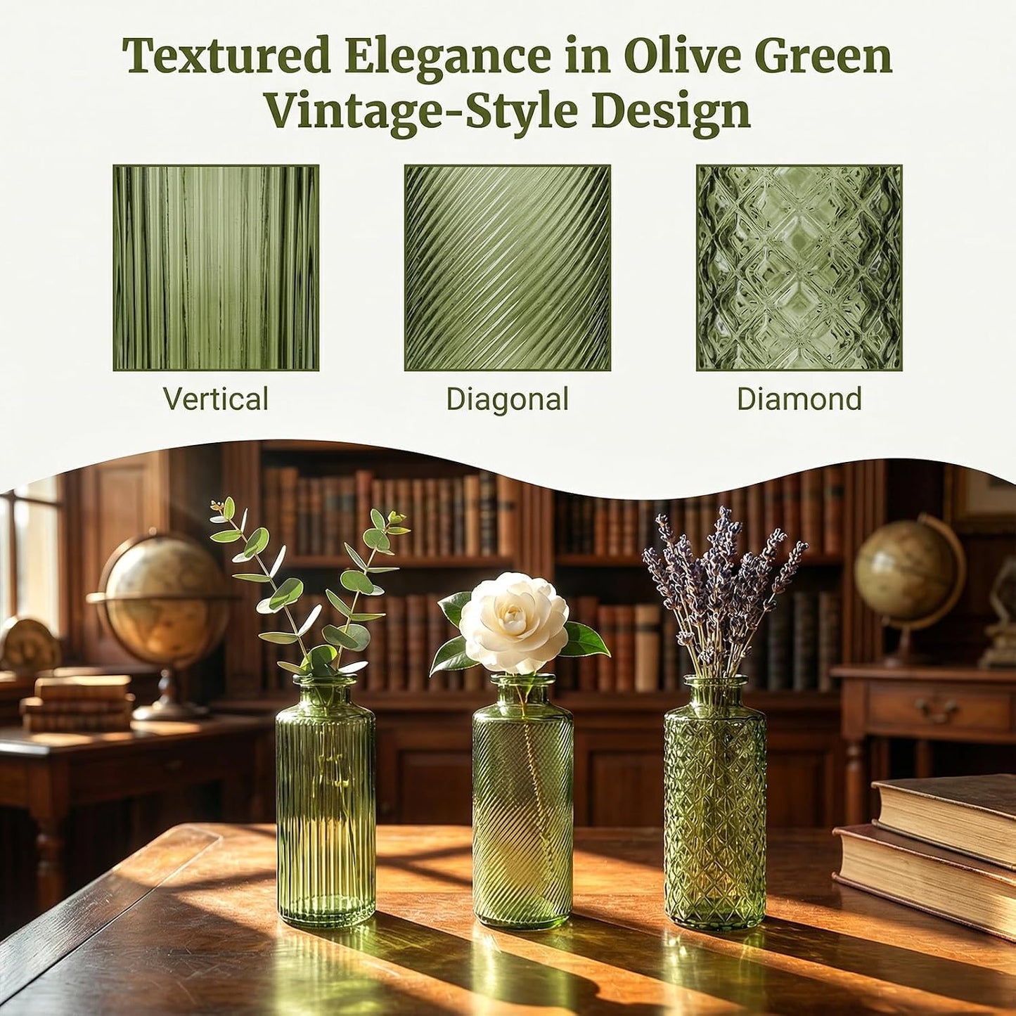 Glass Bud Vases / Green / Set of 30