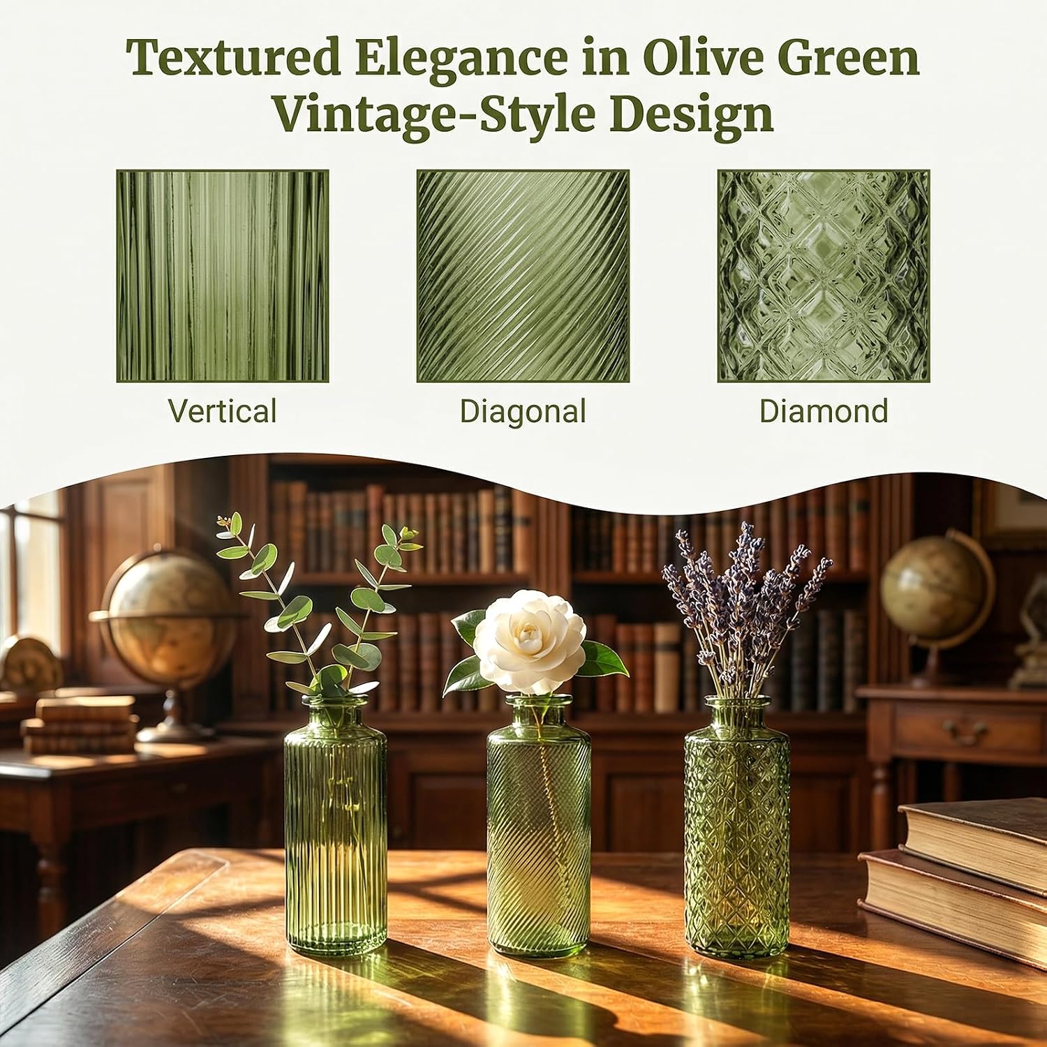 Glass Bud Vases / Green / Set of 30
