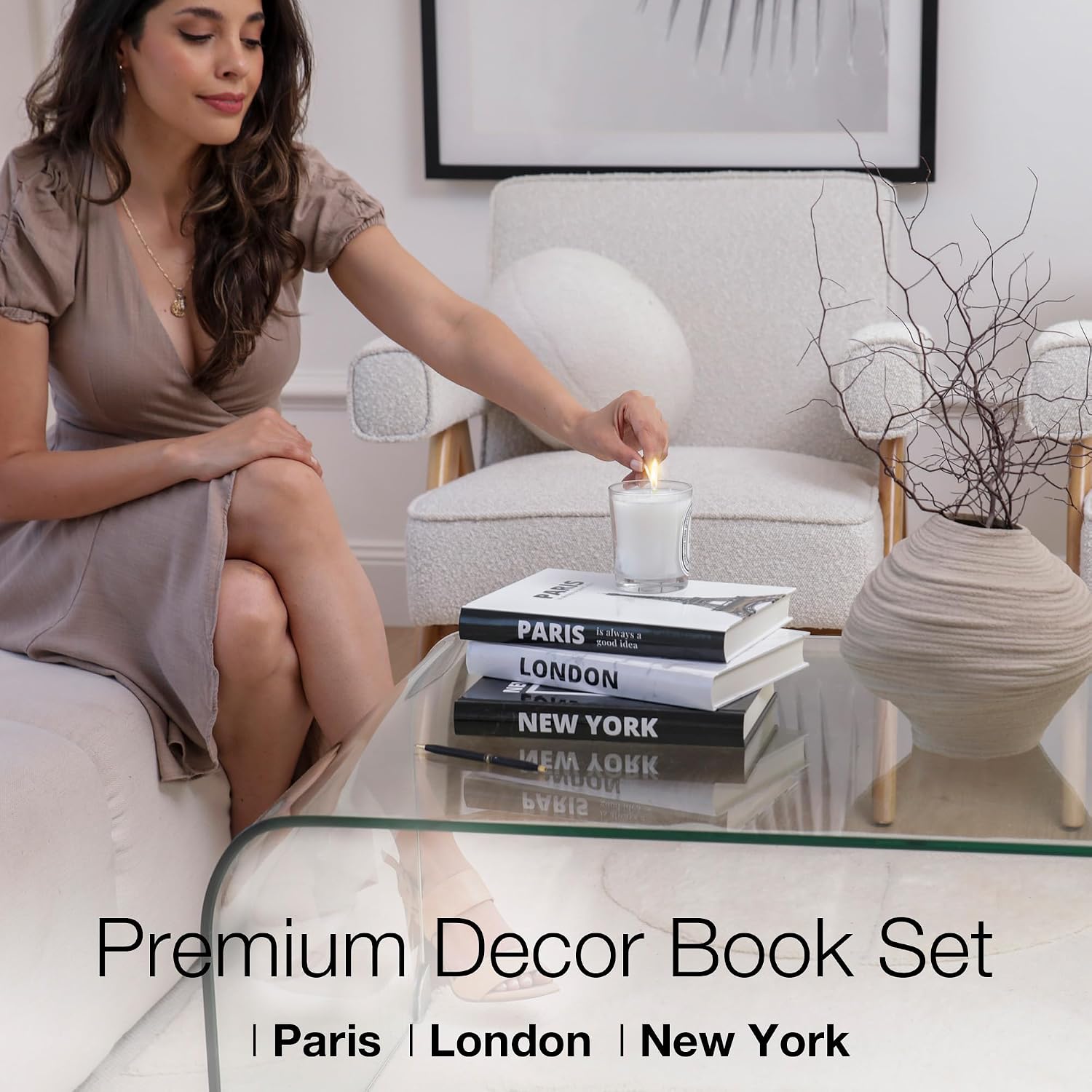 Foldable and White Faux Book Set Featuring Paris / Black