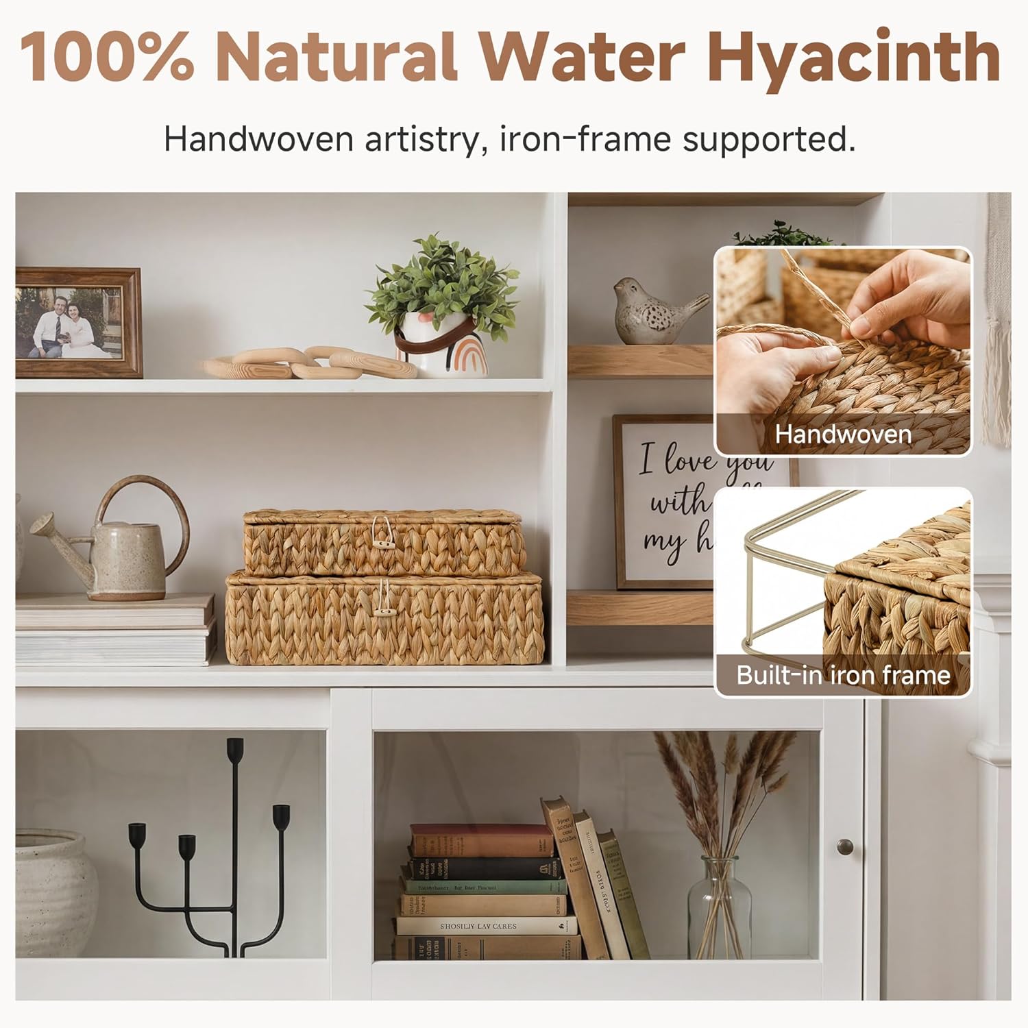 Wicker Basket / Flat Wicker Storage Bins / Natural