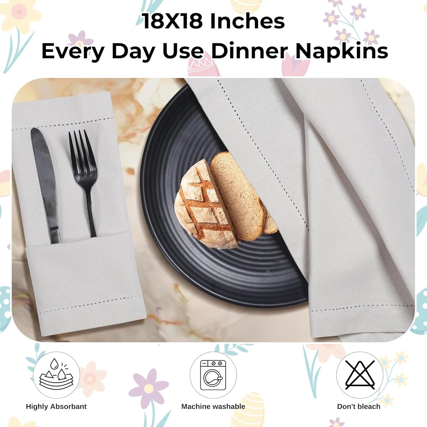 Bedding Craft Cotton Dinner Cloth Napkins Set of 12 – 18x18 Apricot Gelato Moonstruck Hemstitched – Machine Washable
