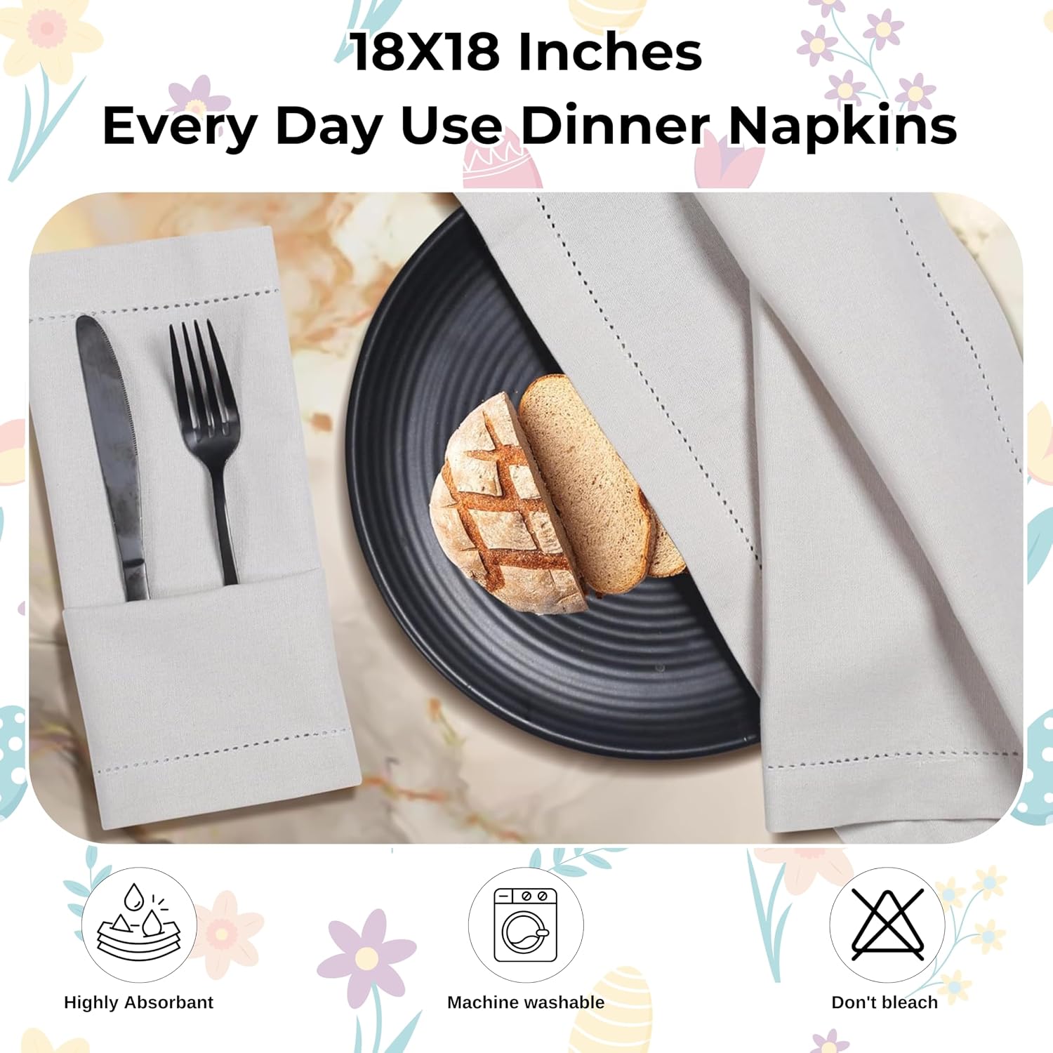 Bedding Craft Cotton Dinner Cloth Napkins Set of 12 – 18x18 Apricot Gelato Moonstruck Hemstitched – Machine Washable