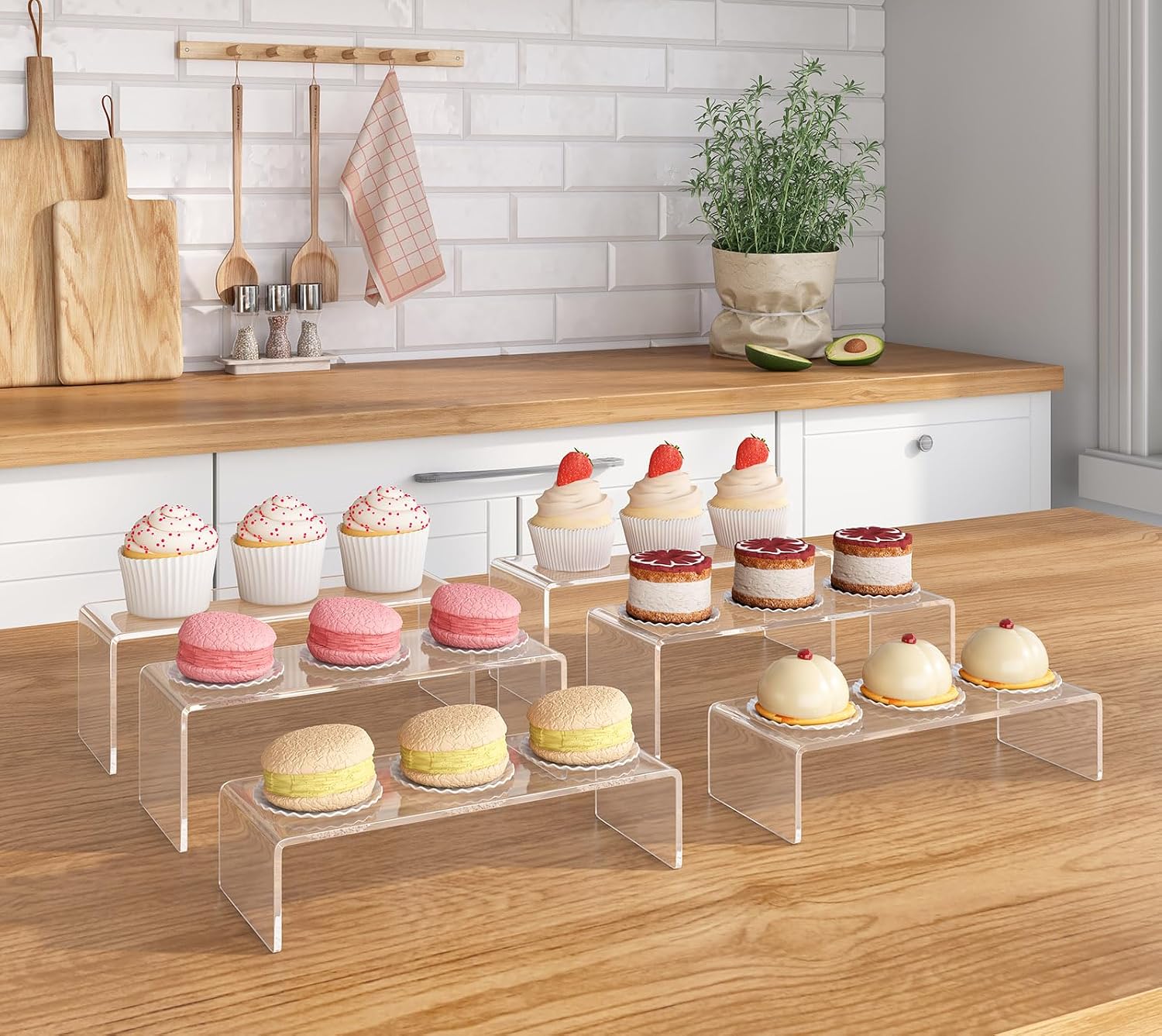 Rectangle Display Stand for Figures / Transparent / Set of 6