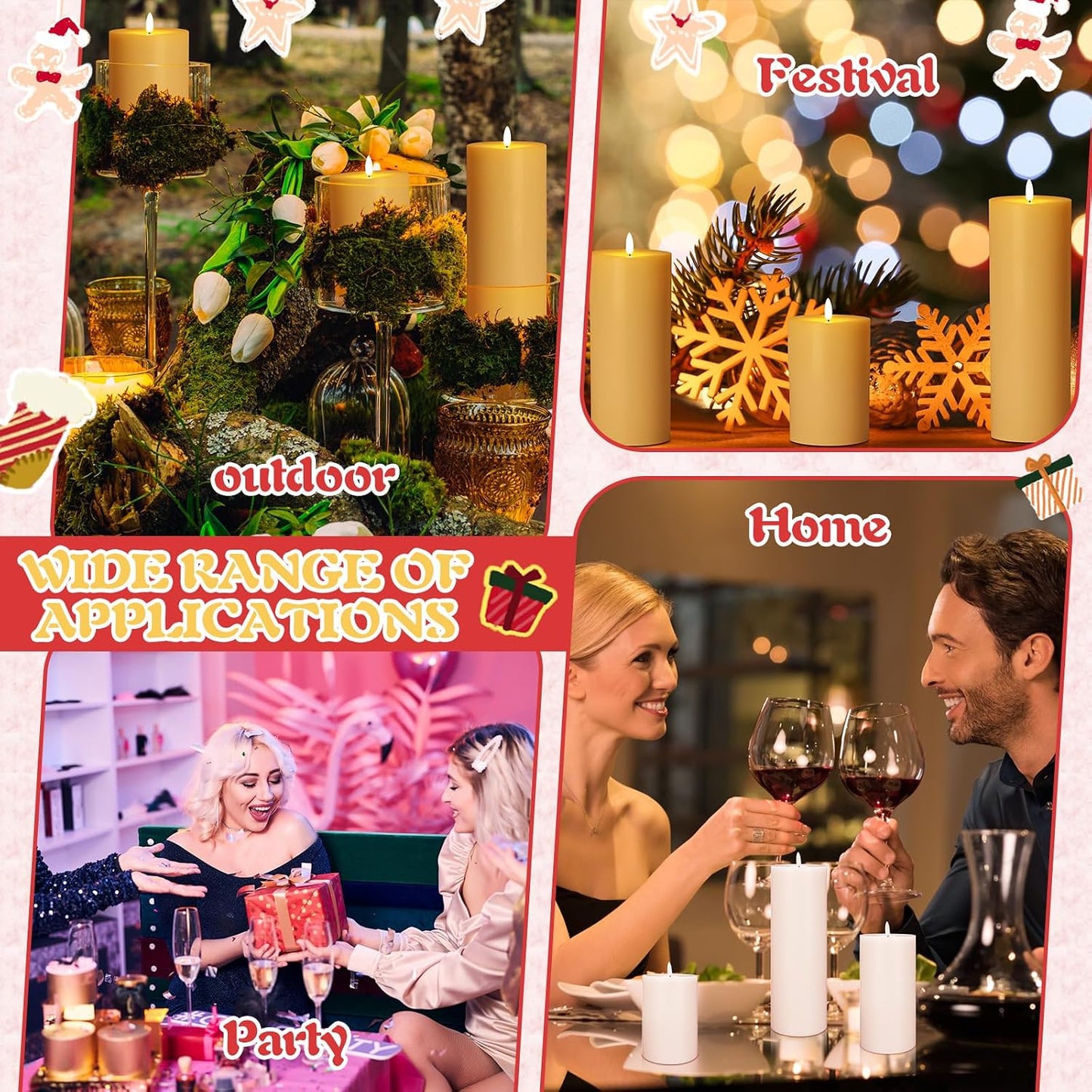 3 Pcs White 6/8/12 Icnhes Flameless LED Candles with Remote and 2/4/8h Timer Battery Operated Wax Flickering Candles