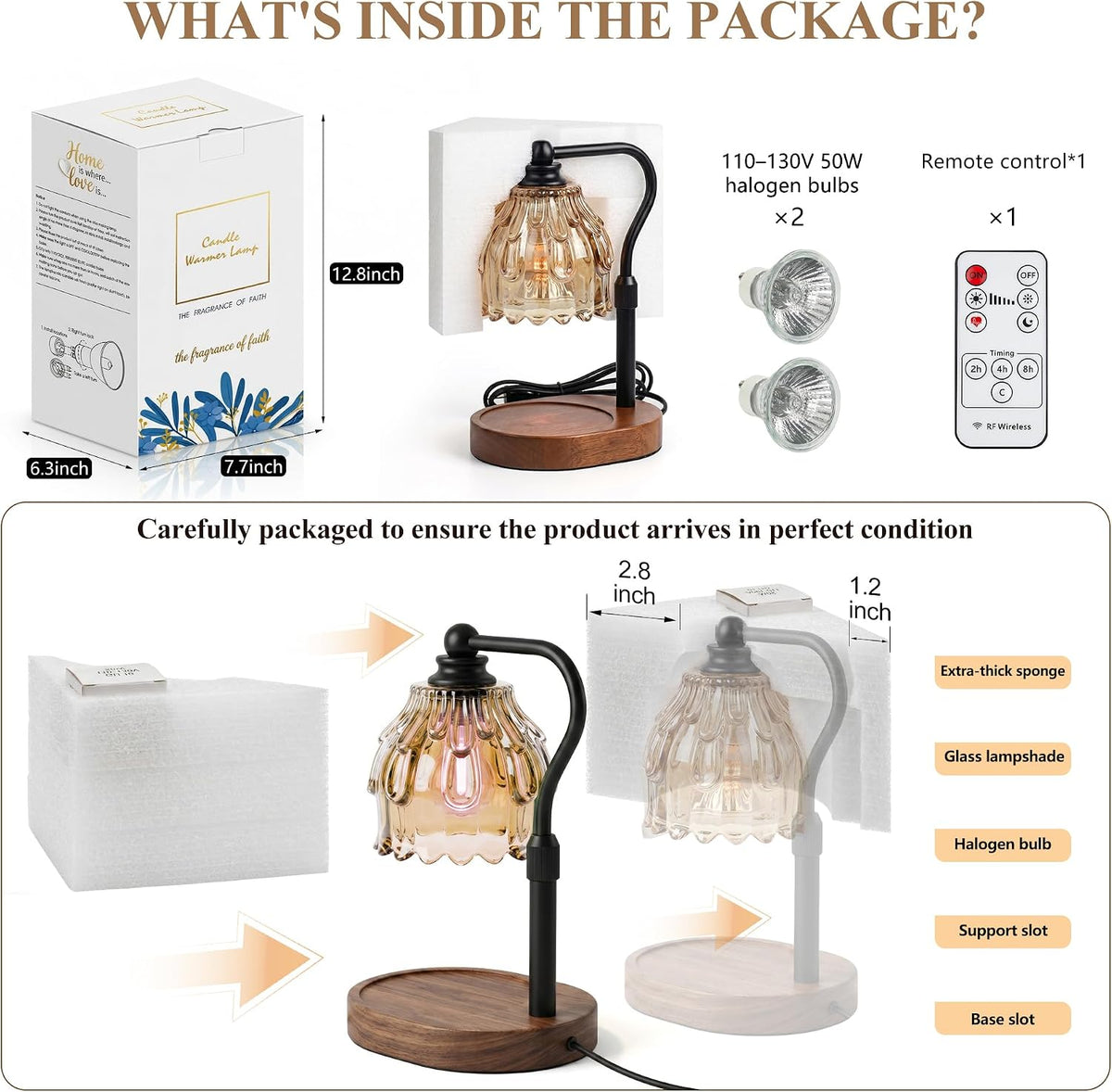 Candle Warmer Lamp with Timer and Wireless Remote Control | Dimmable Candle Warmer for Jar Candles, Mothers Day