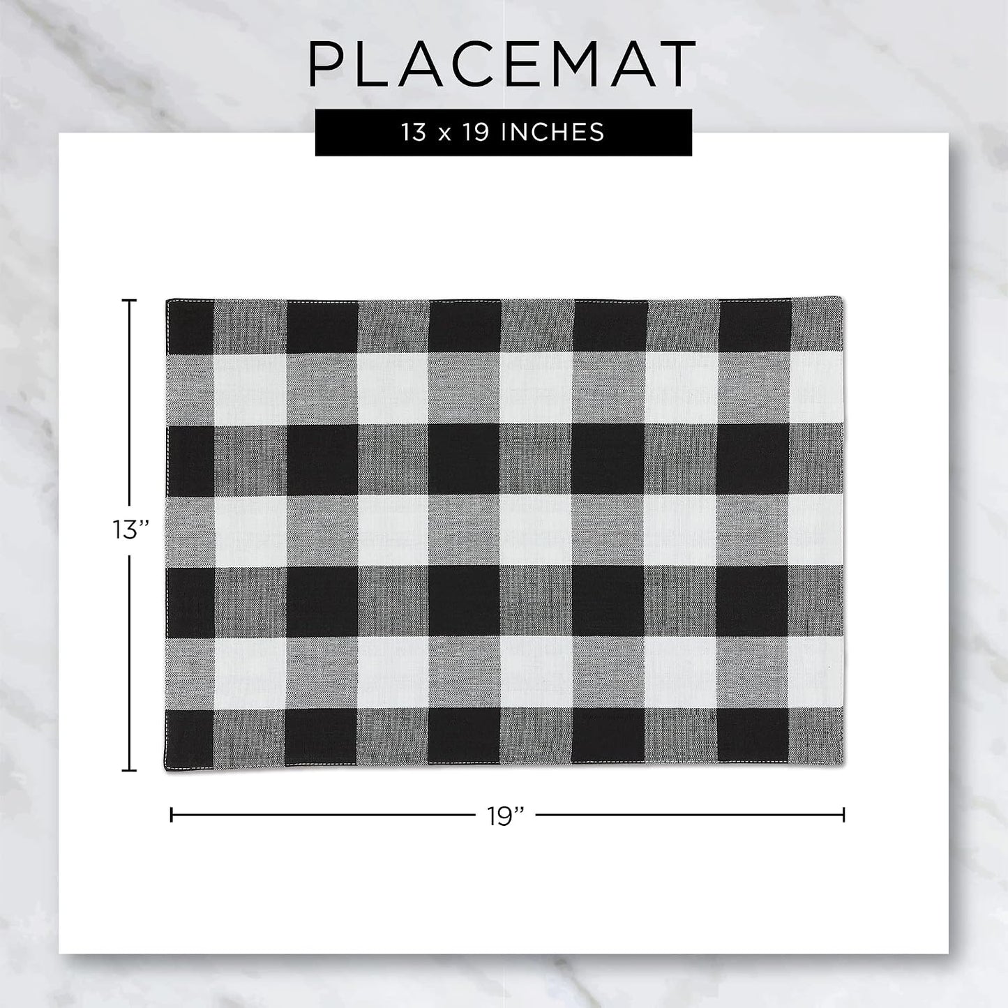 DII Variegated Tabletop Collection, Placemat Set3x19, Light Blue, 6 Piece