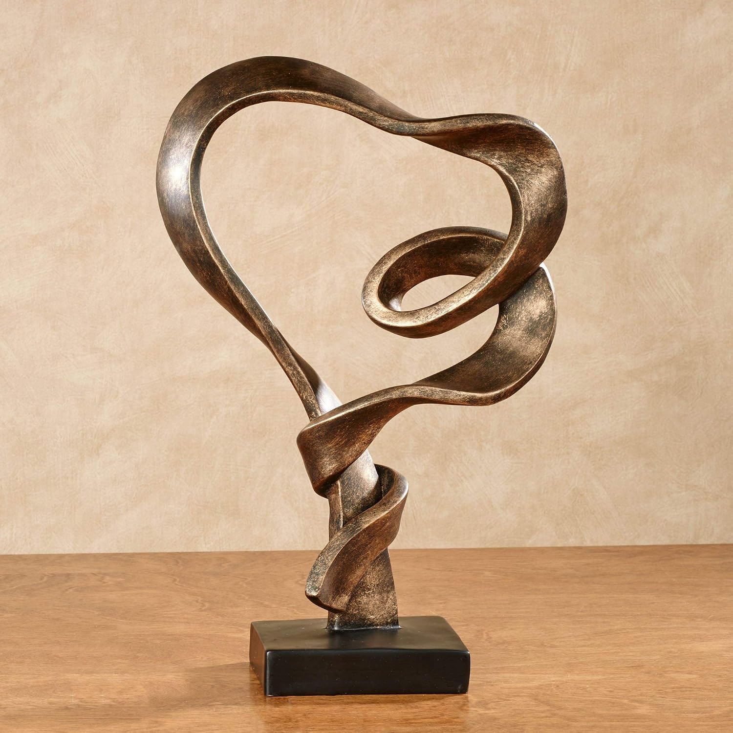 Love Statue / Resin Abstract Heart Design / Antique Gold