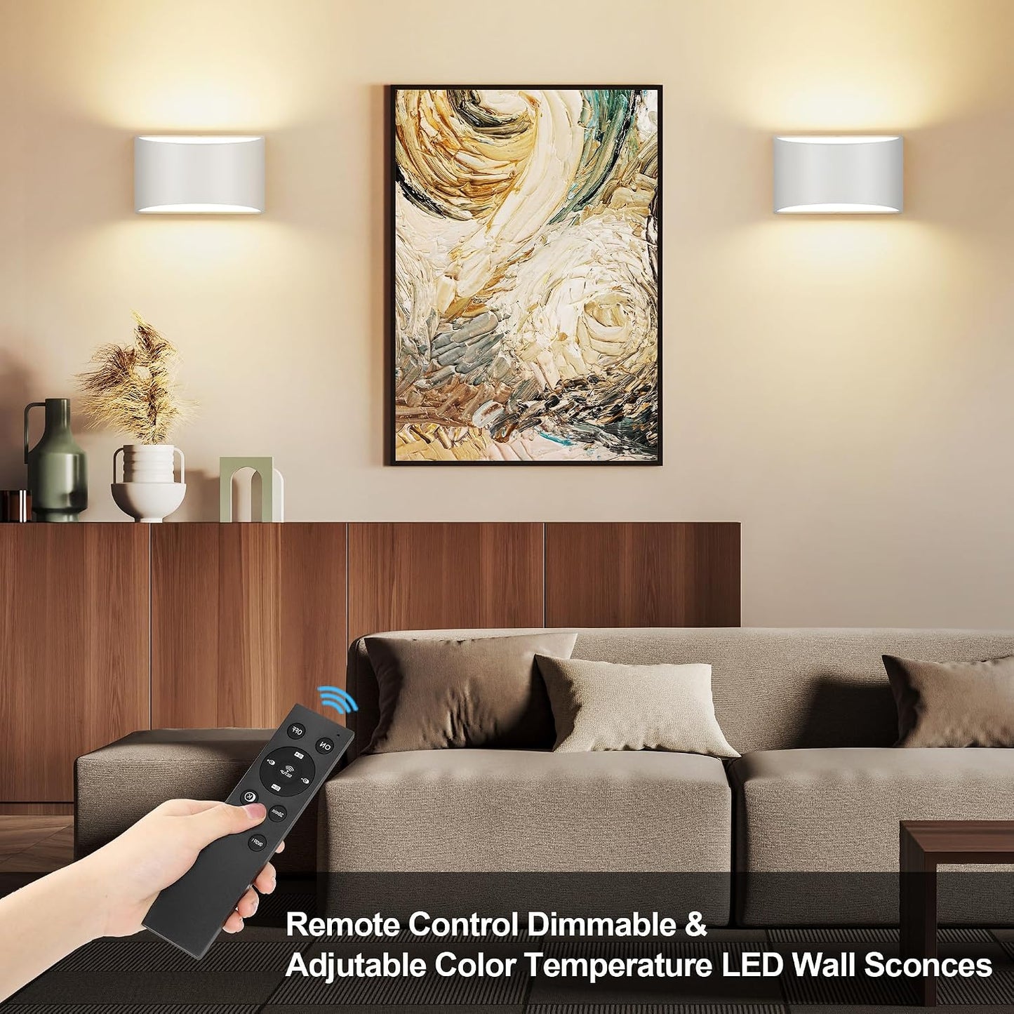 TRLIFE Modern LED Wall Sconces, Remote Control Dimmable and Adjustable Color Temperature 3000K~6000K Aluminum 12W