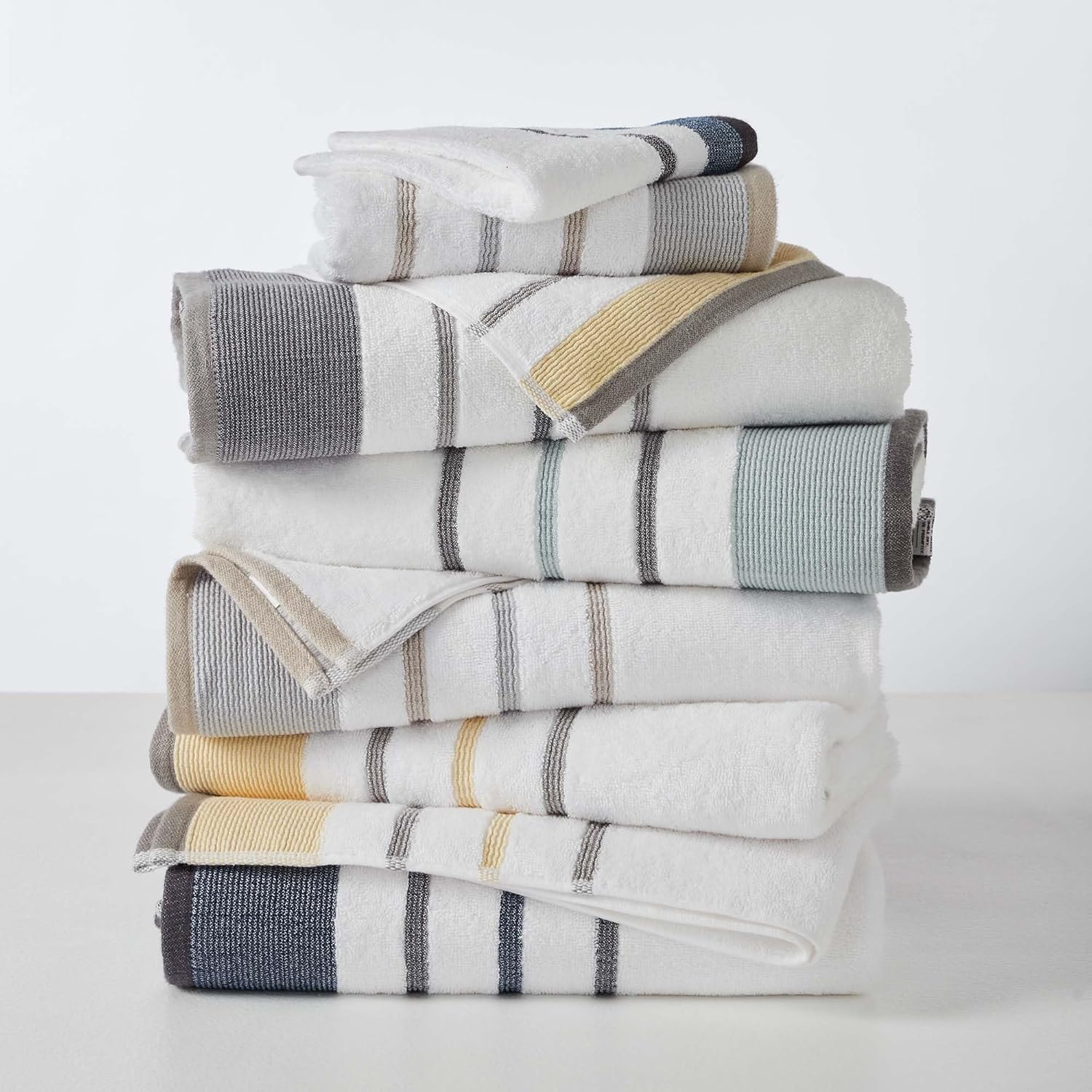 Great Bay Home Decorative Hand Towel Set - Cotton 4 Pack 26x16 Hand Towel Set - Durable Towels for Bathroom Decor