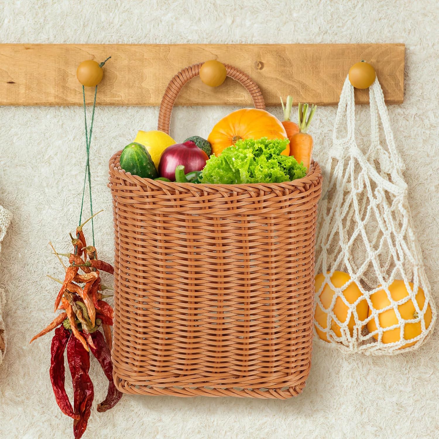 Kitchenware Hanging Basket Wall Hanging Flower Baskets Front Door Hanging Basket Woven Hanging
